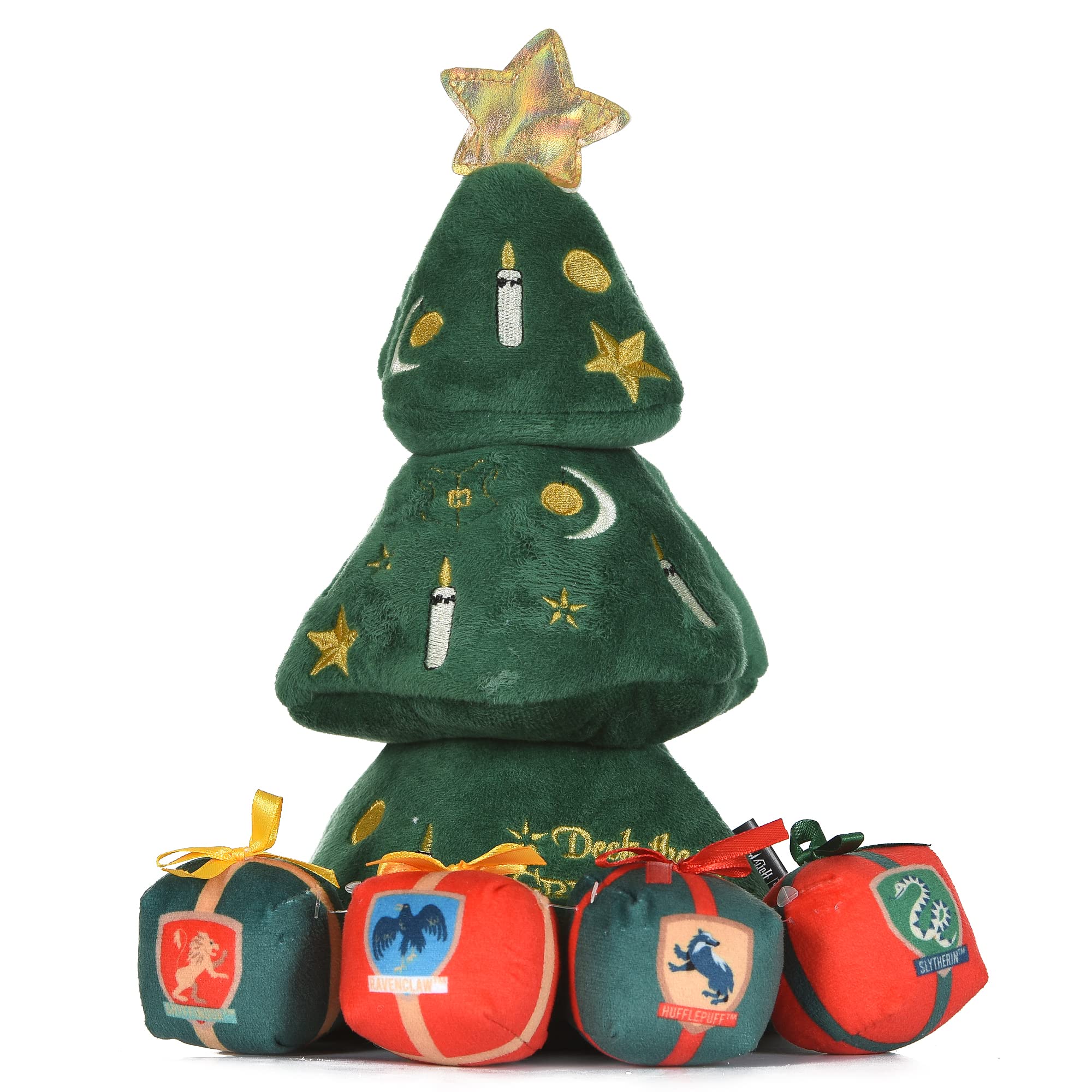 Harry Potter 14'' Holiday Tree Burrow Dog Toy with Plush Squeaker Hogwarts House Presents | Dog Toys for Pets, Plush Dog Toy, Do