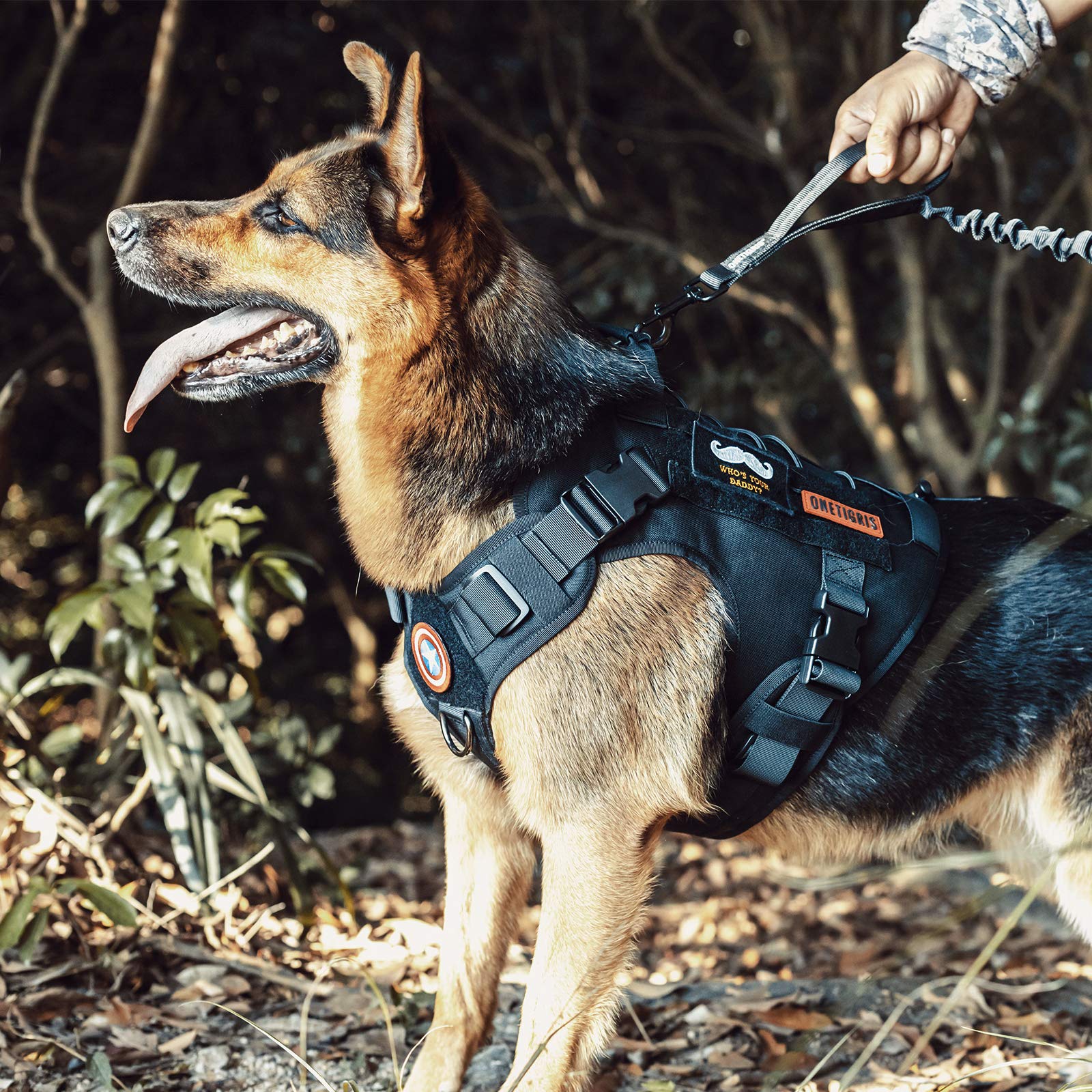 OneTigris Tactical Dog Harness Vest with Handle, Dog Harness for Large Medium Dogs,No-Pull Service Dog Vest with Hook & Loop Pan