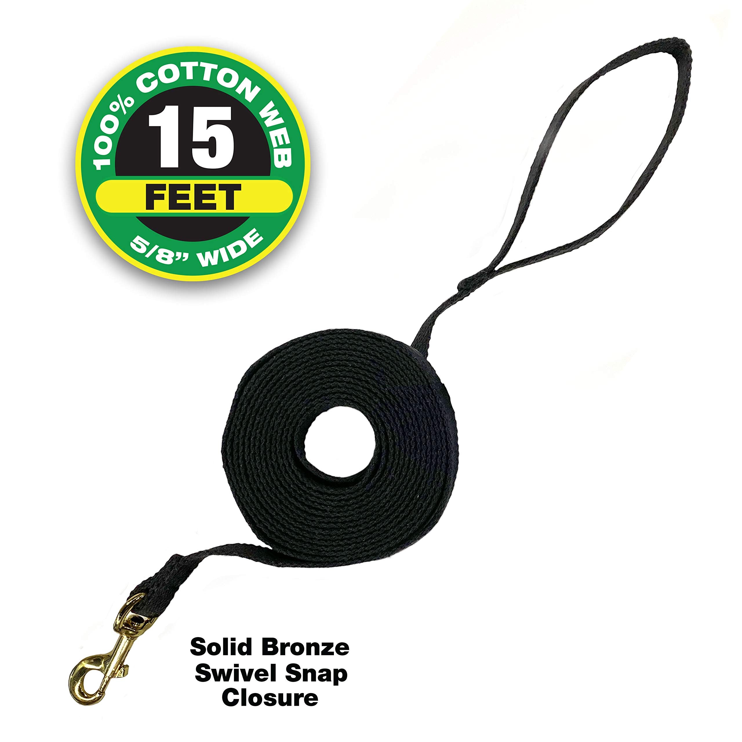Four Paws Cotton Web Dog Training Lead, Black, 15-Foot