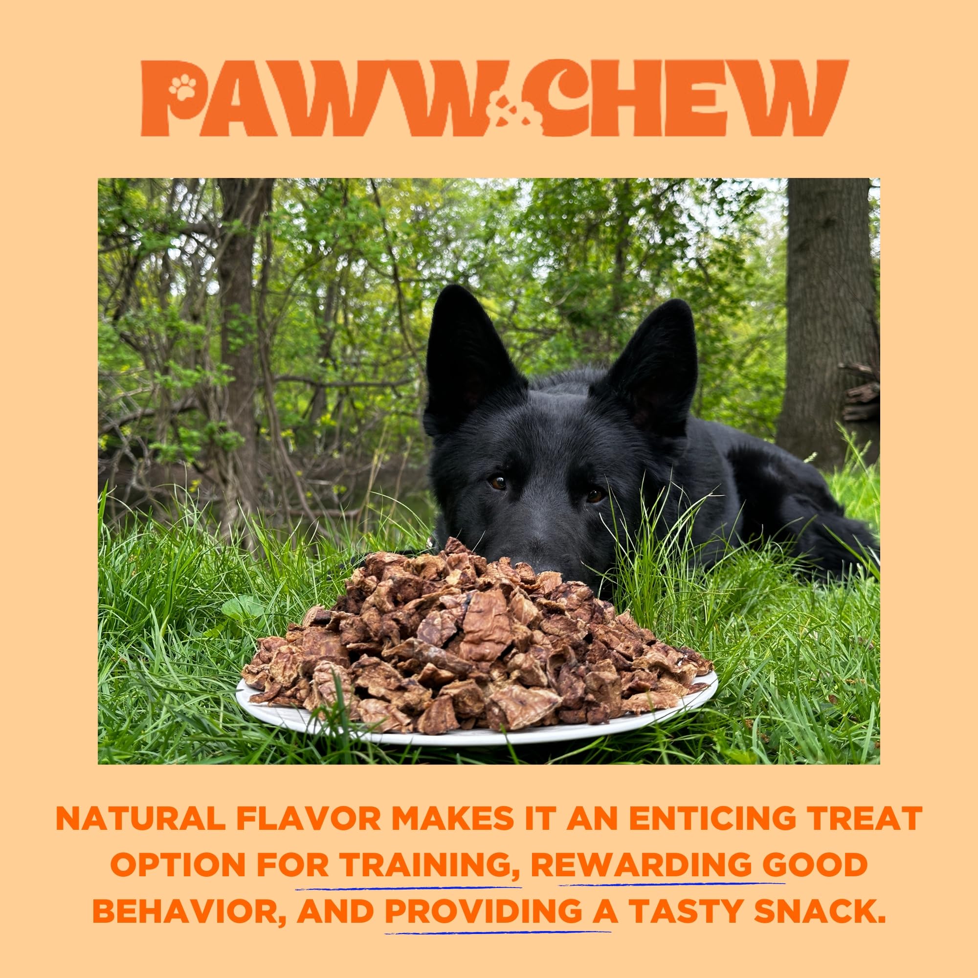 PAWW CHEW Beef Lung Dog Treats, 100% Natural, Grain Free, 2.5 Pound, High Protein Training Treats for All Breeds