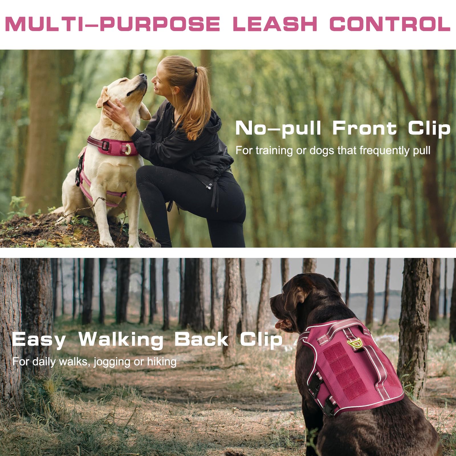 Tactical Dog Harness Medium Sized, Heavy Duty No Pull Dog Harness with Handle, Easy On and Off Service Dog Vest with Molle Syste