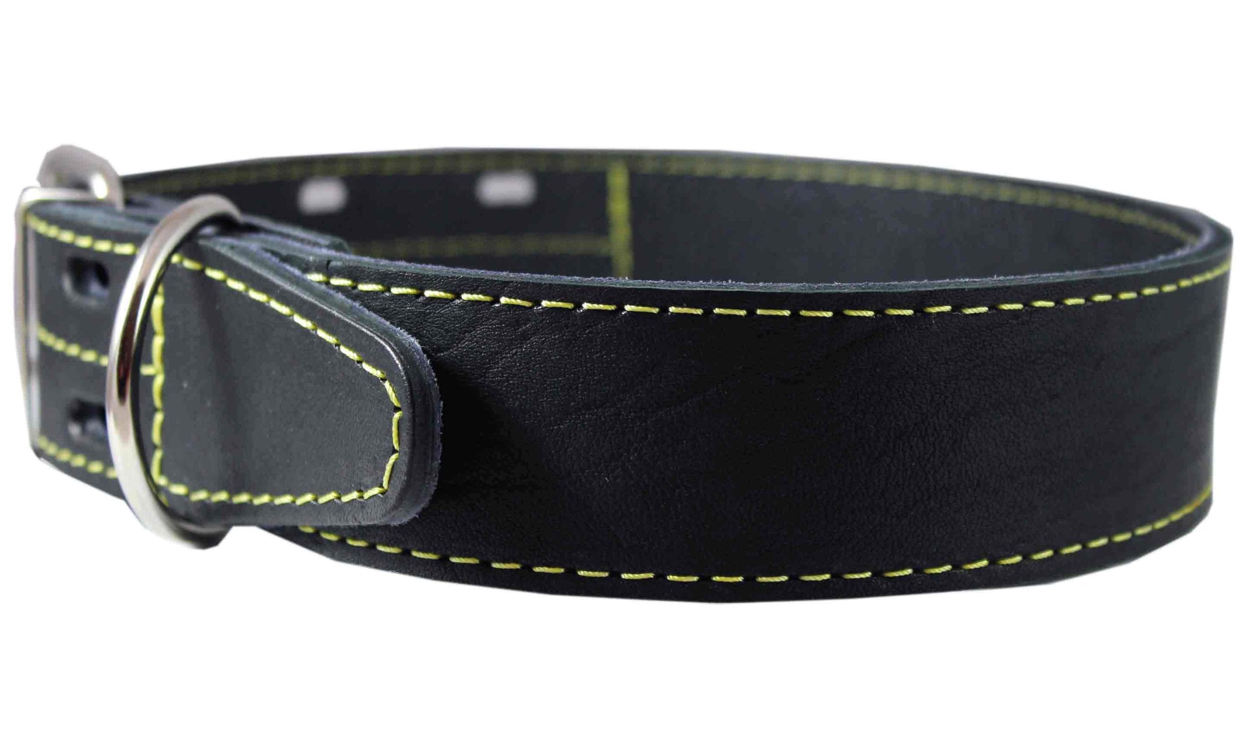 Genuine Thick Leather Dog Collar 20'-27' Neck Size, 1.75' Wide, Black Mastiff, Great Dane