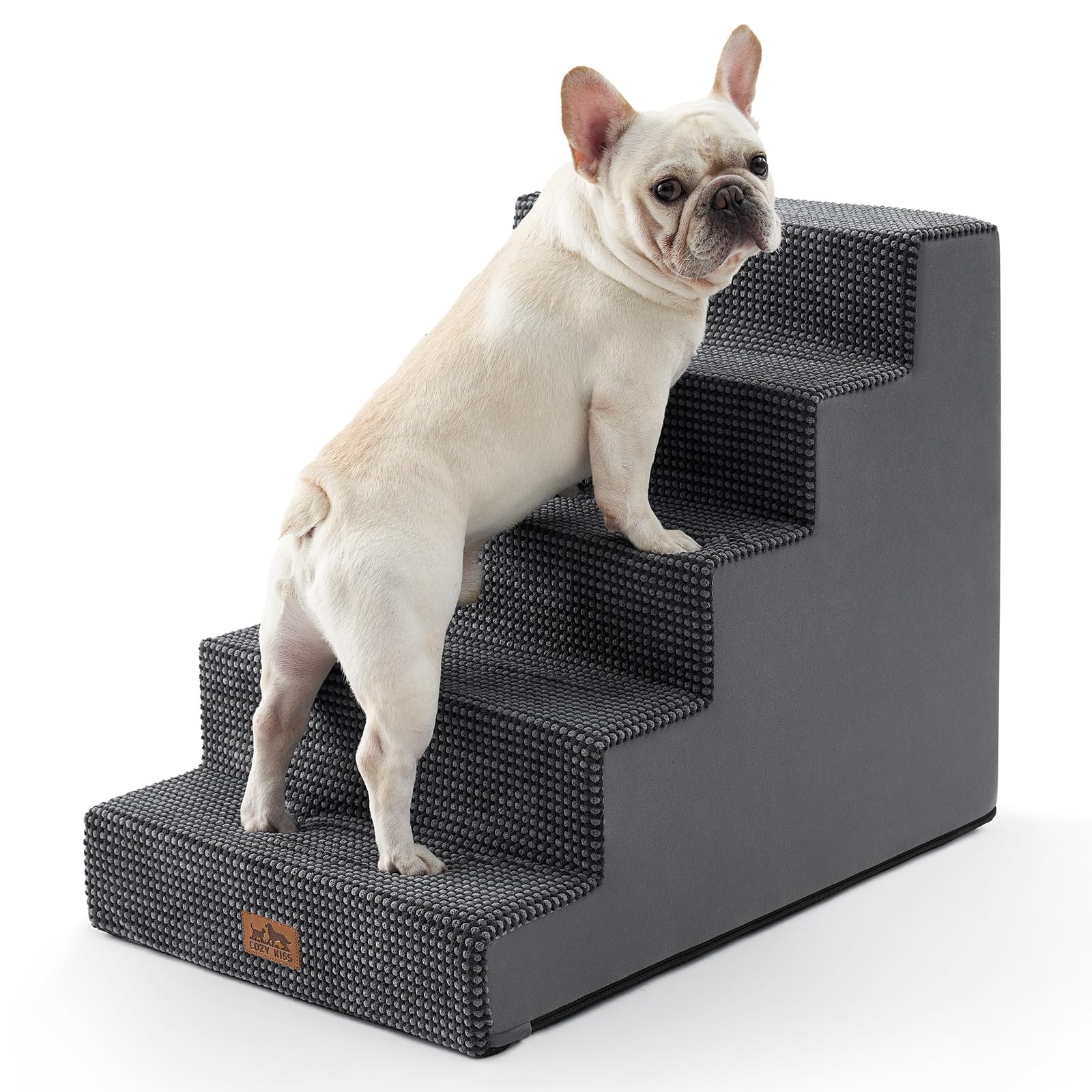 COZY KISS Wider Dog Steps for Bed and Sofa 60CM, 5Step Dog Stairs,Grey2