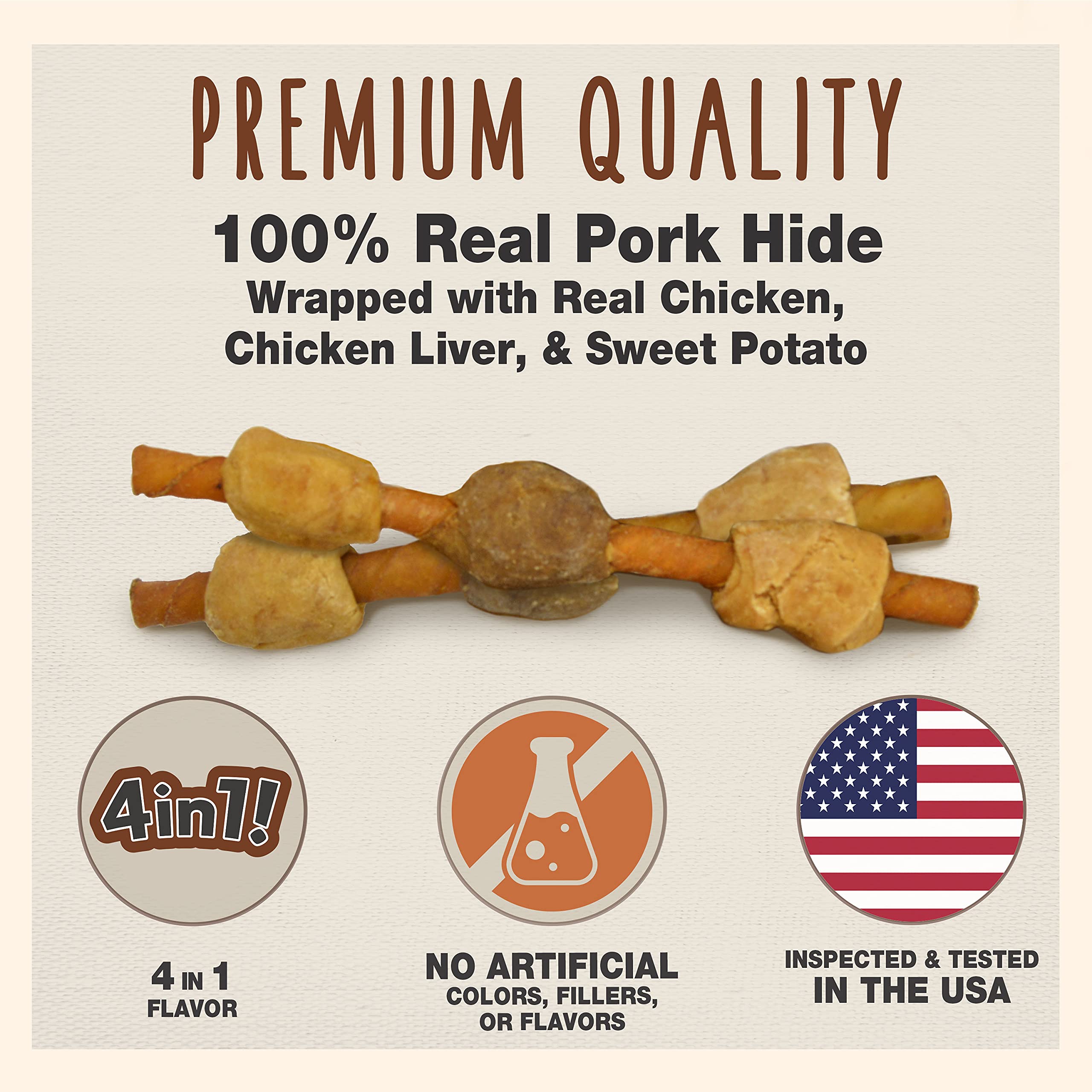 Cadet Gourmet Pork Hide Shish Kabob Dog Treats 5 (18 Count)