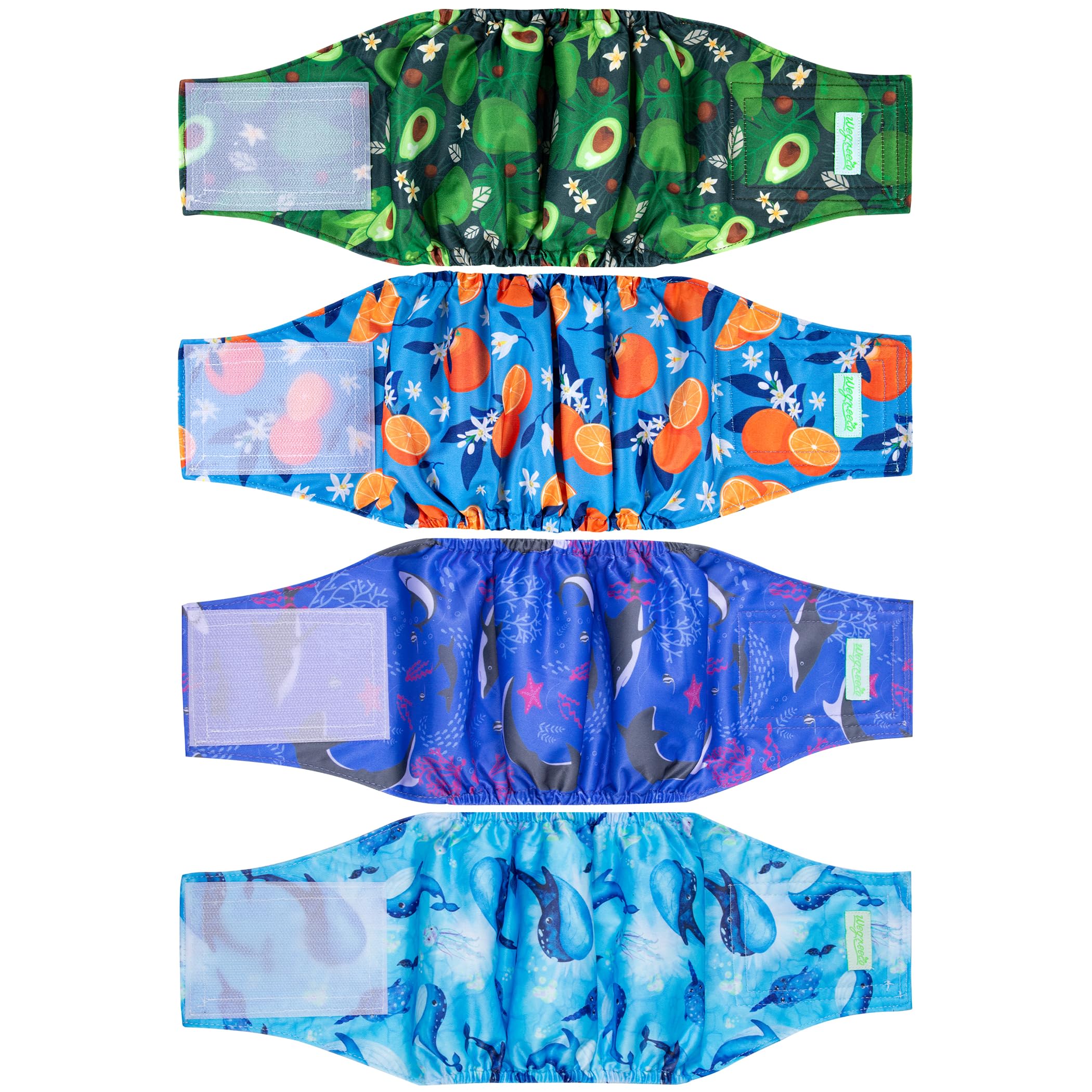 Wegreeco Belly Bands For Male Dogs, (4 Pack) Of Washable Male Dog Diapers, Super Absorbent Dog Belly Band (Fruit, Adventure, Sma
