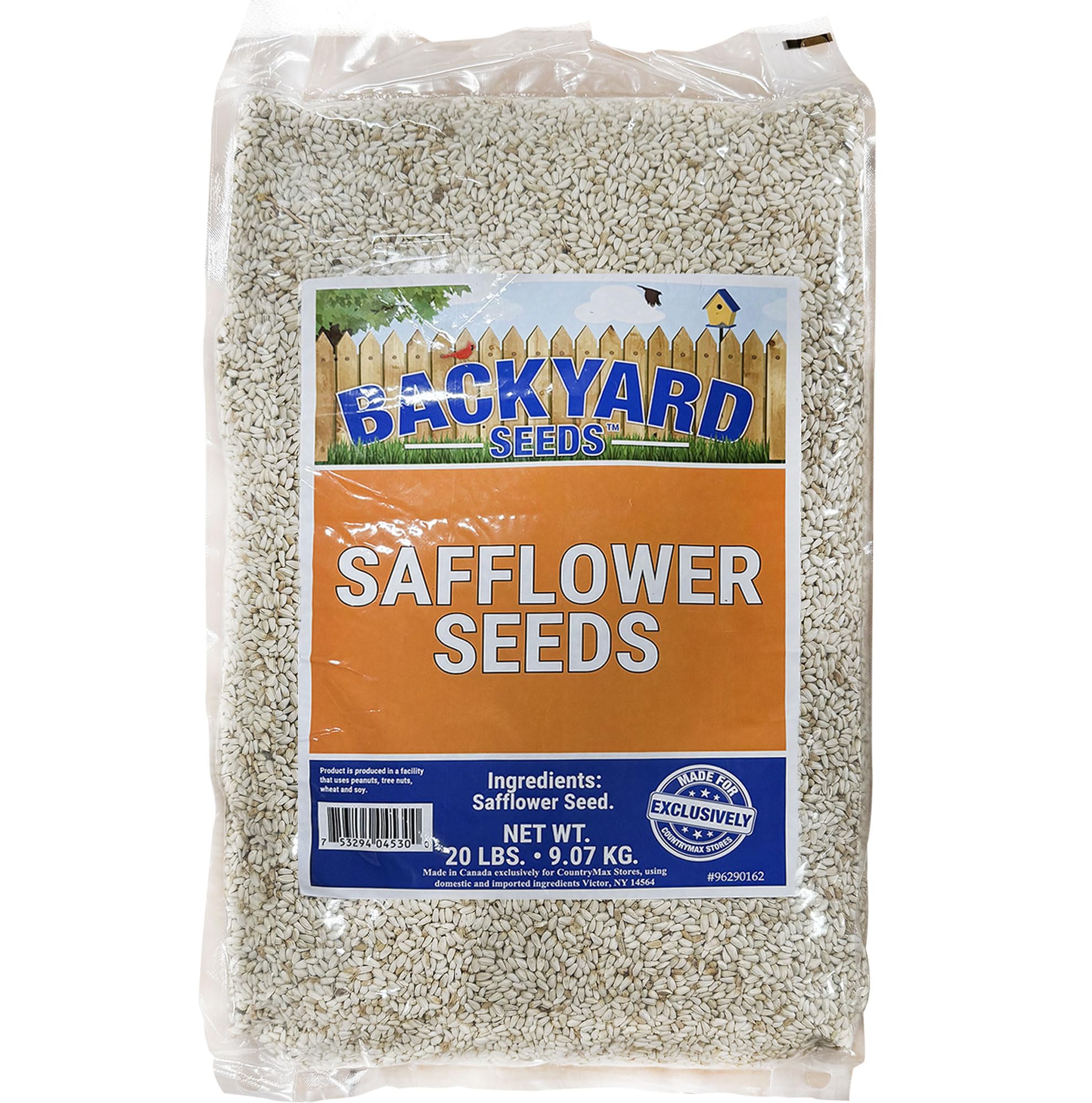 Backyard Seeds Safflower Bird Seed for Cardinals (20 Pounds)