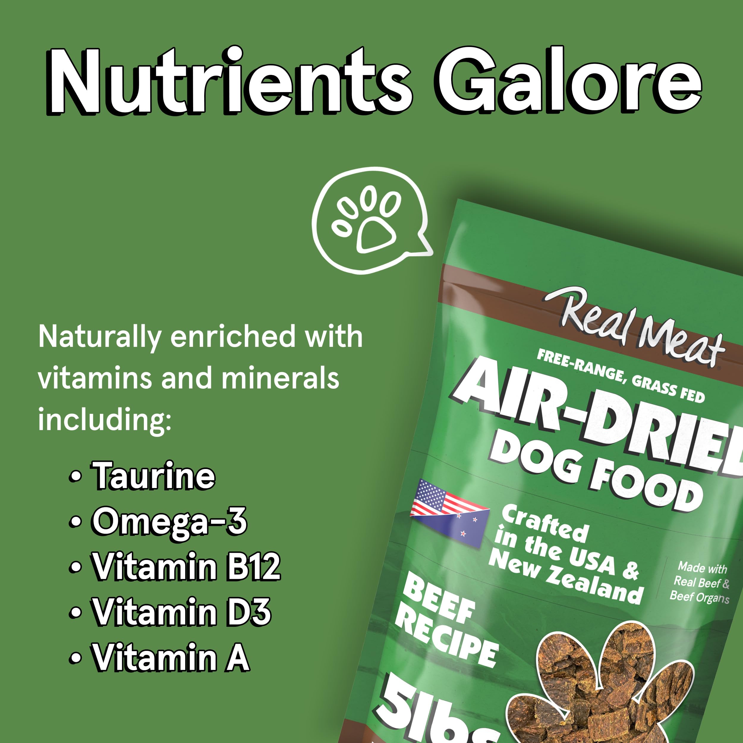 TRMC Real Meat All Natural Air Dried Dog Food, Grain Free Dog & Cat Food (Beef, 5lb)