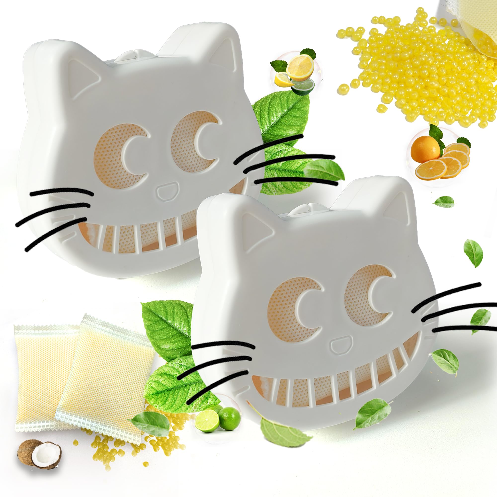 Purifylogix Reusable Cat Litter Box Deodorizer Kit, Includes 2 Stick-On Box And 2 Lemon Activated Charcoal Deodorizing Bags, Uni