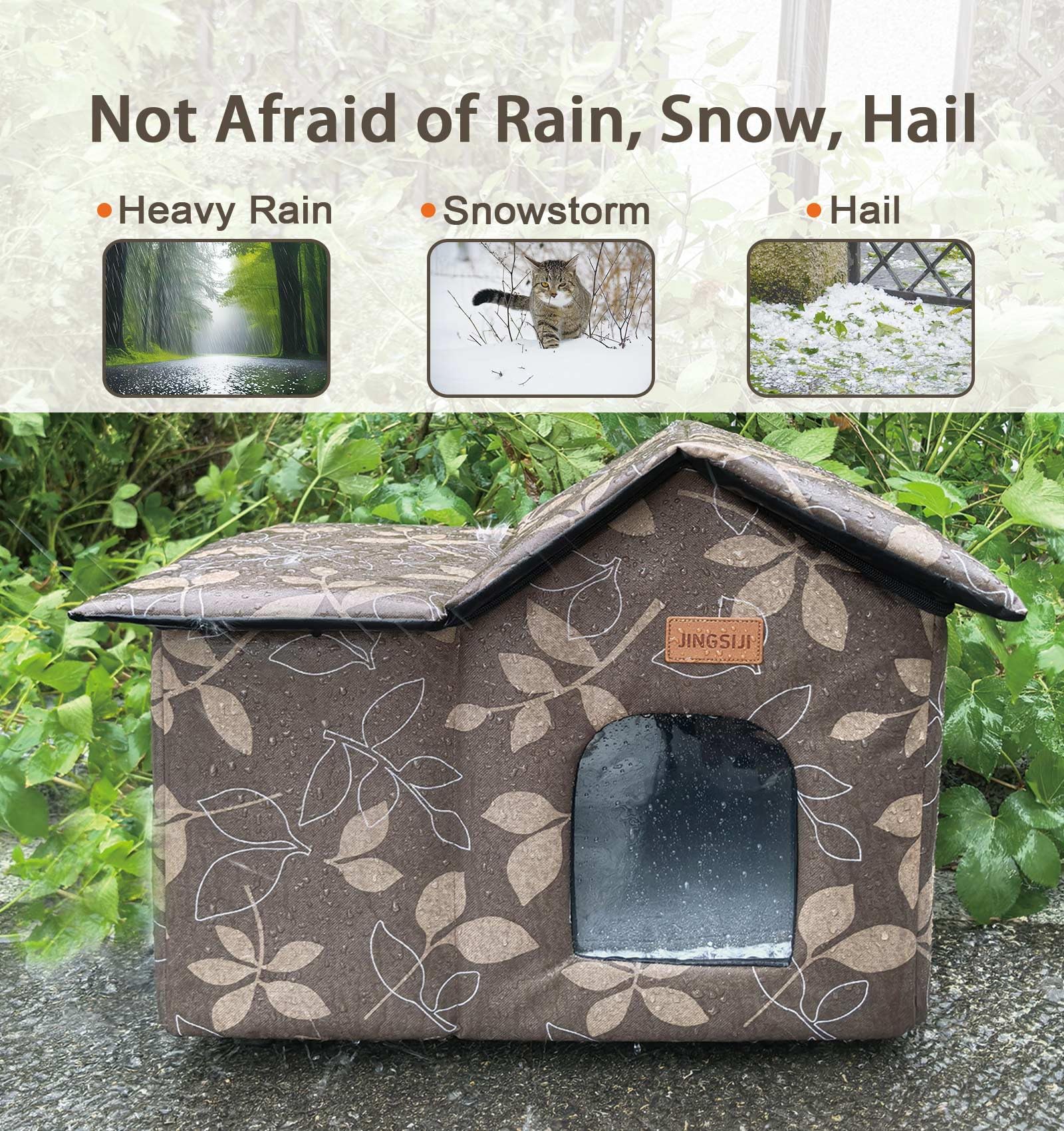 Jingsiji Winter Heated Cat House, Sturdy Indoor And Outdoor Cat Shelter With Heating Mat, Waterproof, Insulated, Weather Resista