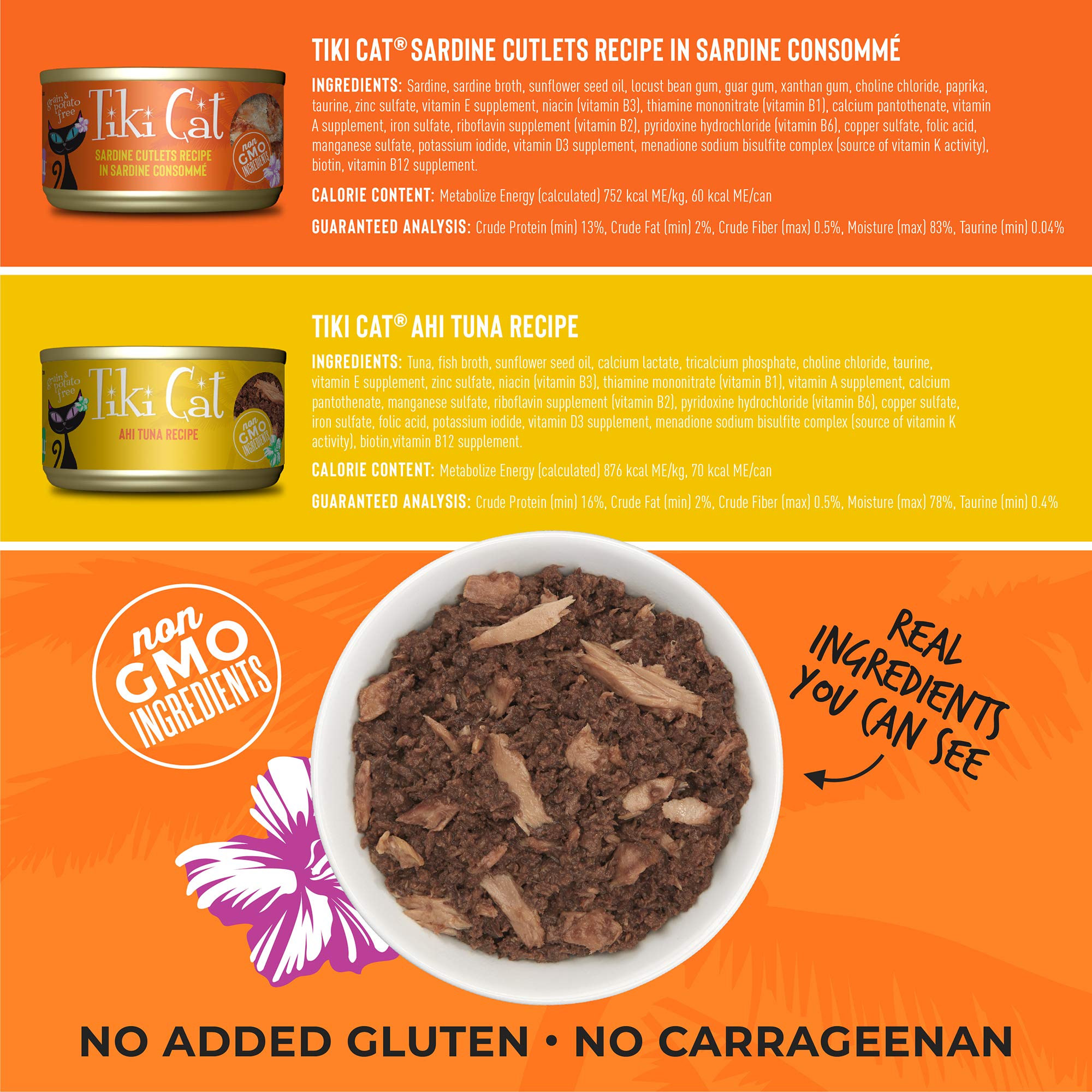 Tiki Cat Grill, Tuna & Crab Surimi, High-Protein and 100% Non-GMO Ingredients, Wet Whole Foods Cat Food for All Life Stages, 2.8