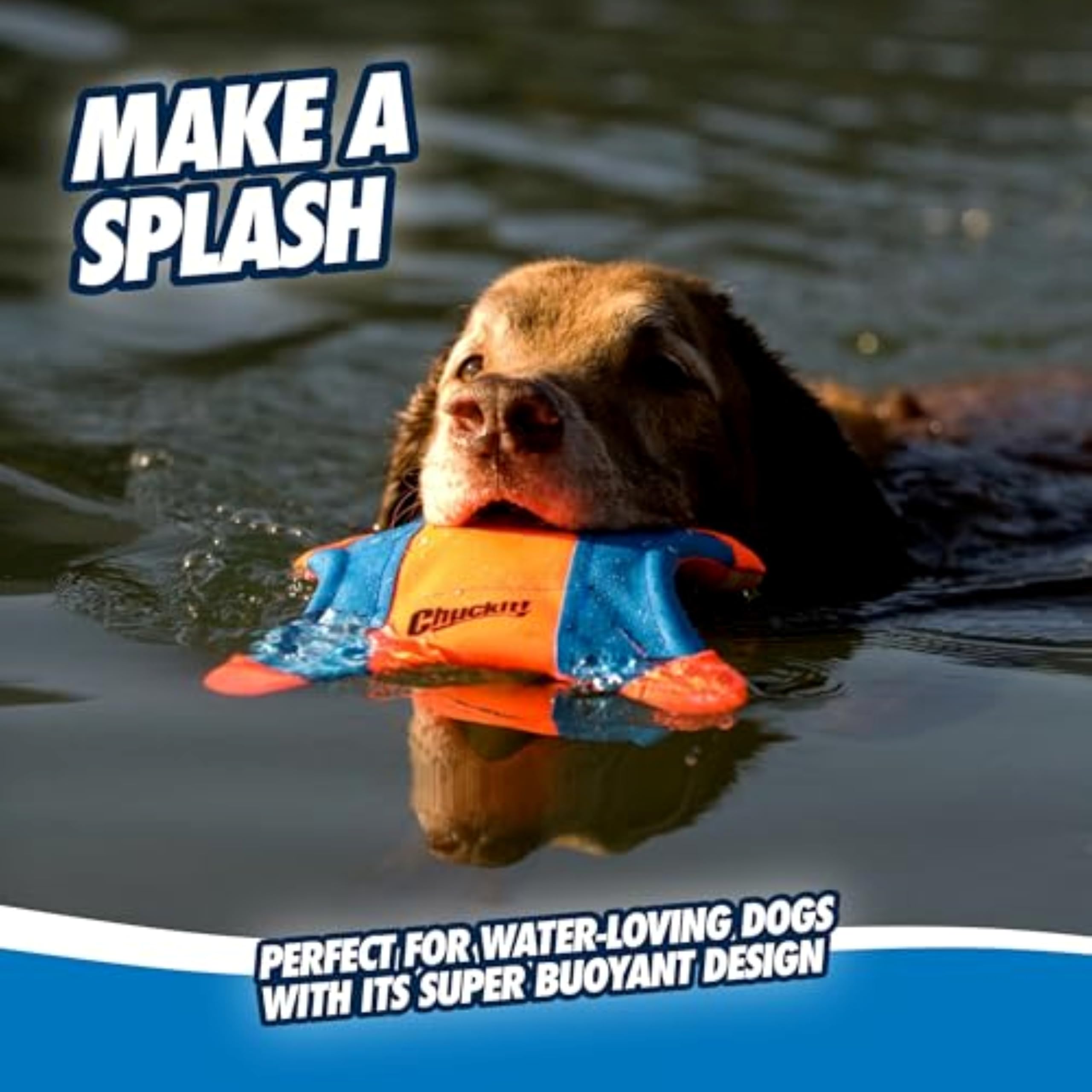 Chuckit! Flying Squirrel Fetch Dog Toy - Water Floating Flyer - Soft and Durable Polyester Canvas Construction - For Medium Dogs