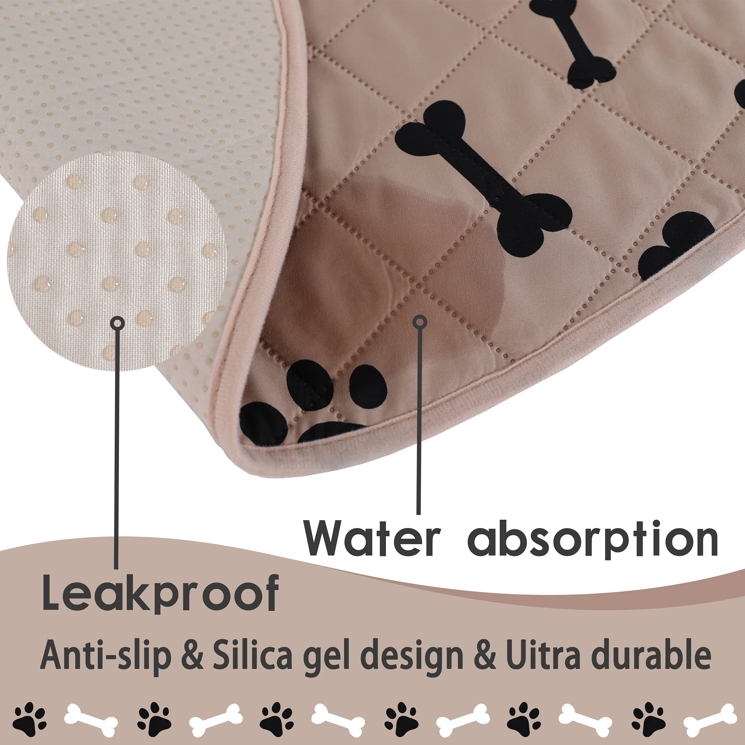 Dog Crate Pee Pads - Wahable Dog Rugs Non-Slip Puppy Pads For Small Dogs, Water Absorb Training Pads (40Round (2Pack), Beige)