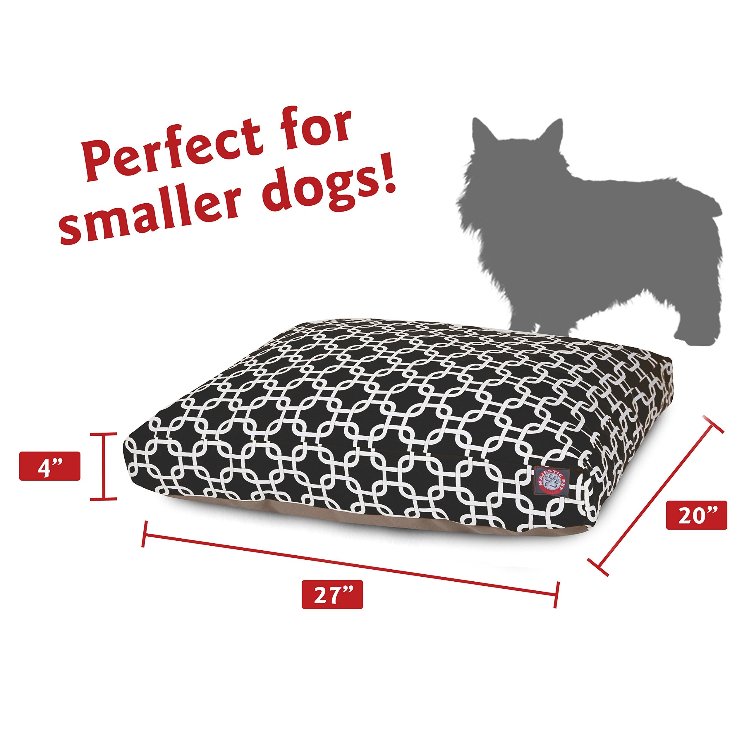 Black Links Small Rectangle Indoor Outdoor Pet Dog Bed With Removable Washable Cover By Majestic Pet Products