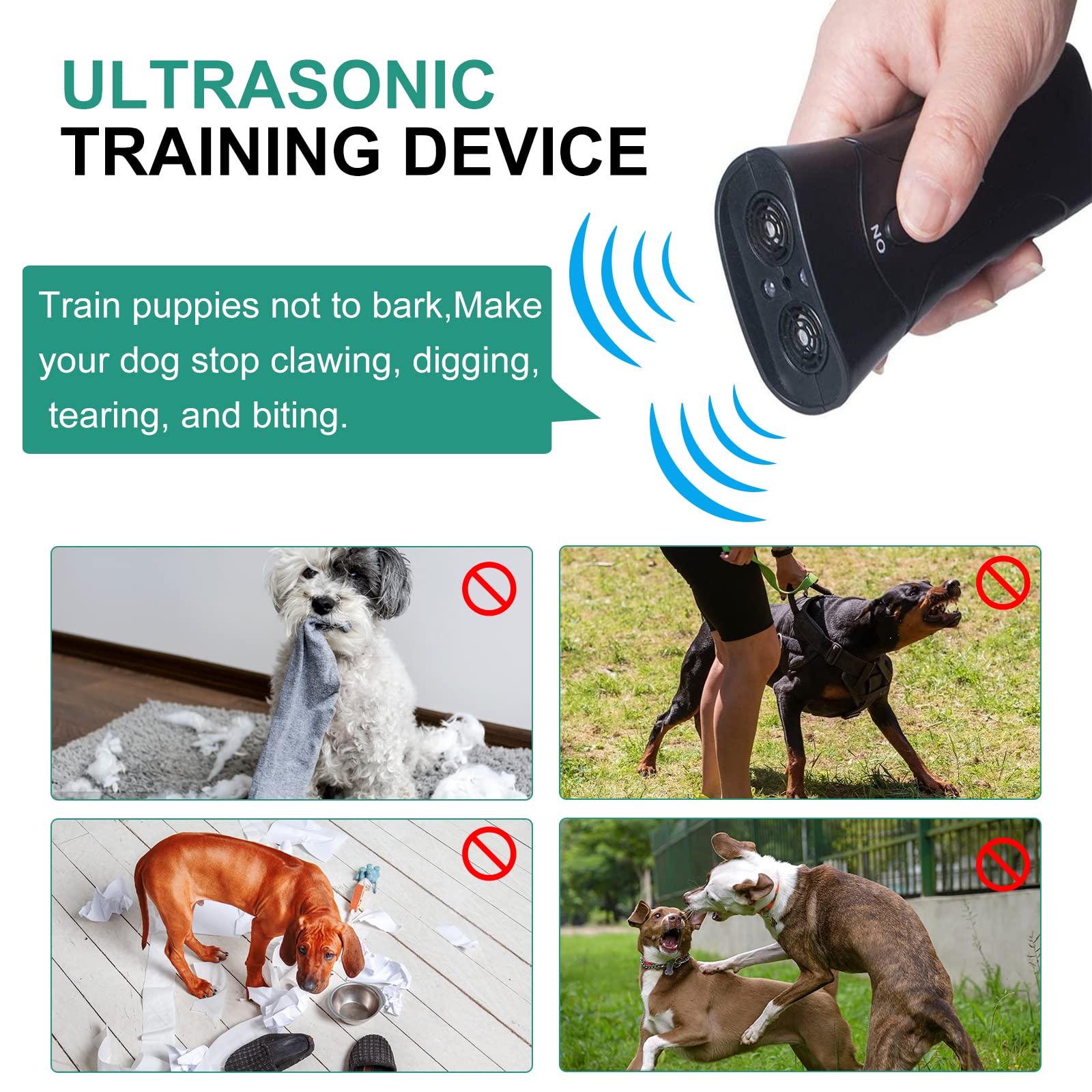 Lopurs Dog Barking Control Devices,Anti Barking Device,Ultrasonic Dog Barking Control Devices & Training Tool,3 In 1 Bark Control Tool,Correct Poor Behavior, Indoor &Outdoor