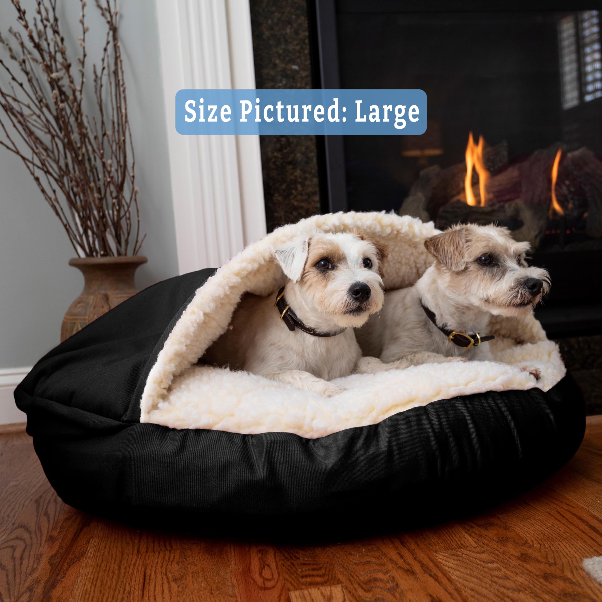 Snoozer Luxury Microsuede Cozy Cave Pet Bed, Small, Black