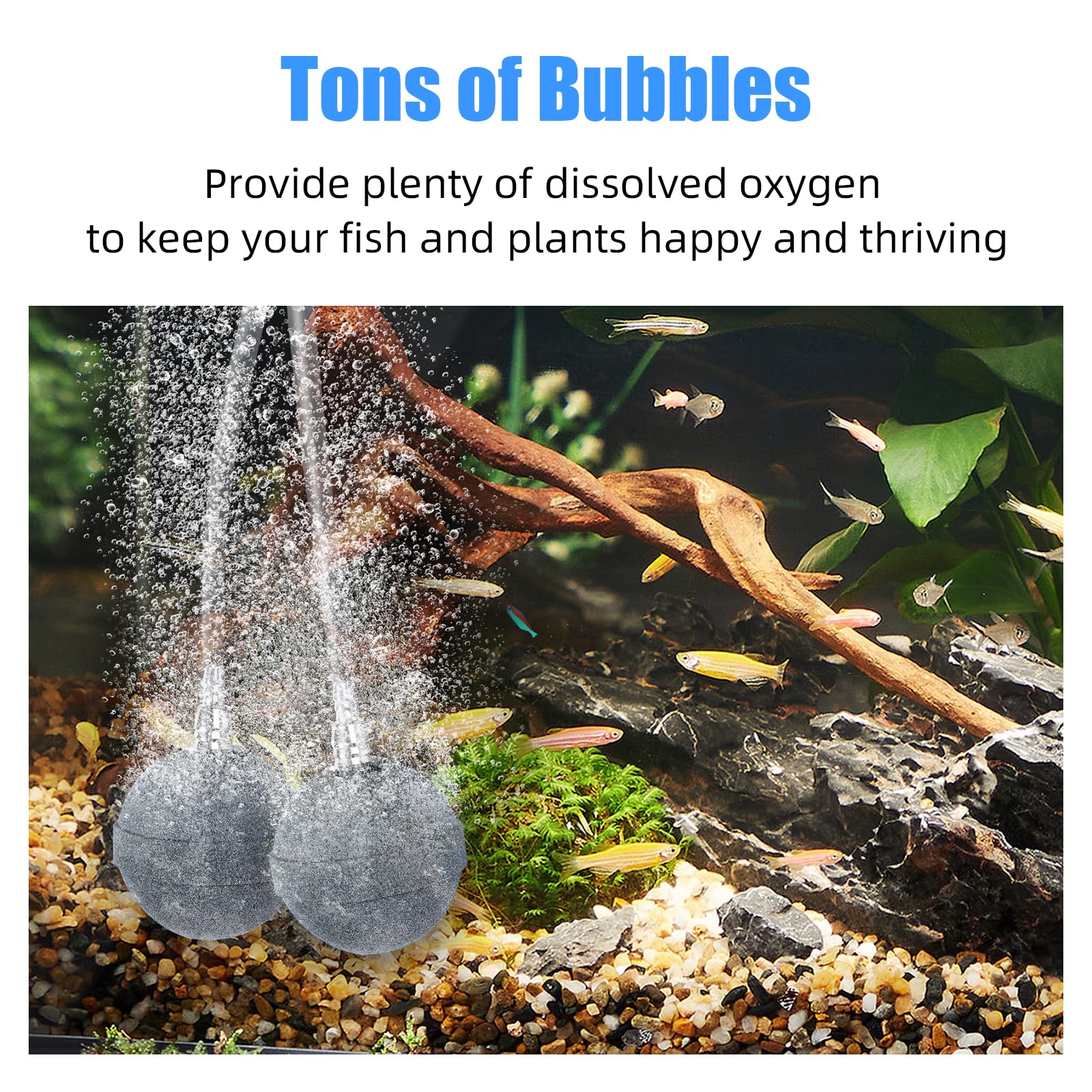 Aquaneat Pond Air Stone 2 Inch, Long Lasting Aerator Oxygen Diffuser, Air Pump Accessories For Aquarium, Fish Tank, Hydroponics, Ponds And Dwc Reservoirs 2 Pack