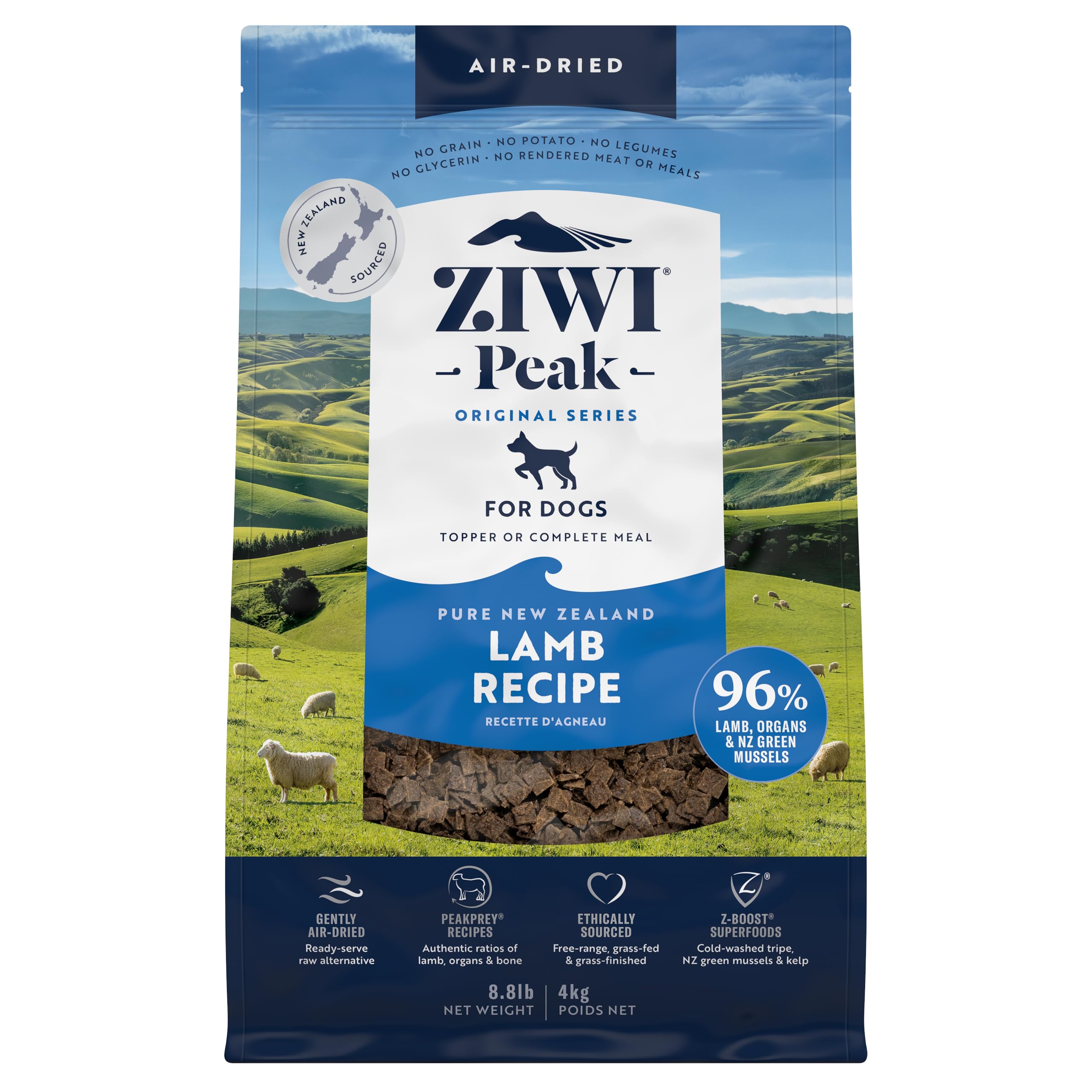 ZIWI Peak Air-Dried Dog Food - Lamb - All Natural, High Protein, Grain Free, Limited Ingredient w/ Superfoods (140.8oz)