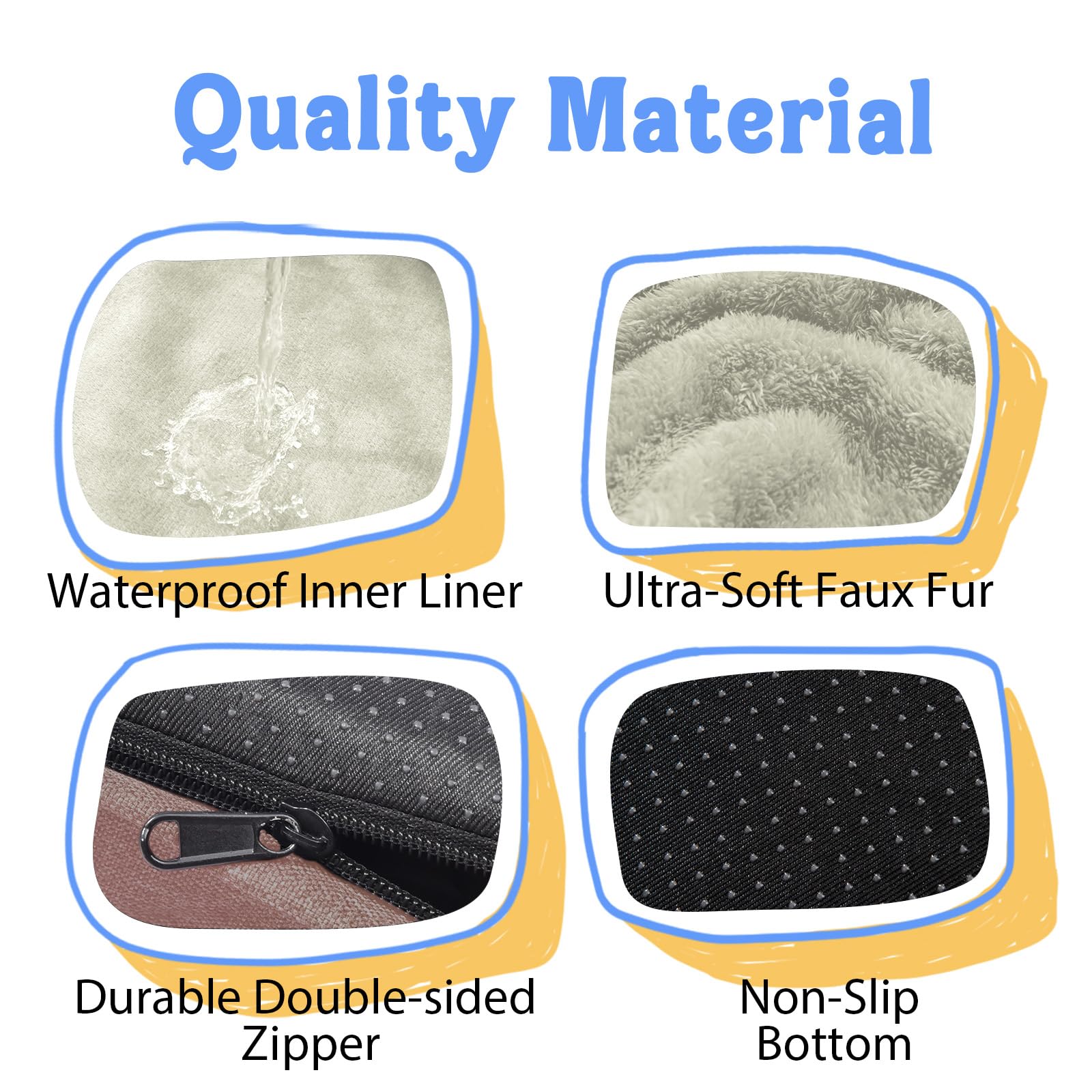 Orthopedic Washable Large Dog Bed - Removable Orthopedic Foam Dog Beds With Bolsters Waterproof Large Dogs Bed And Non-Slip Bott