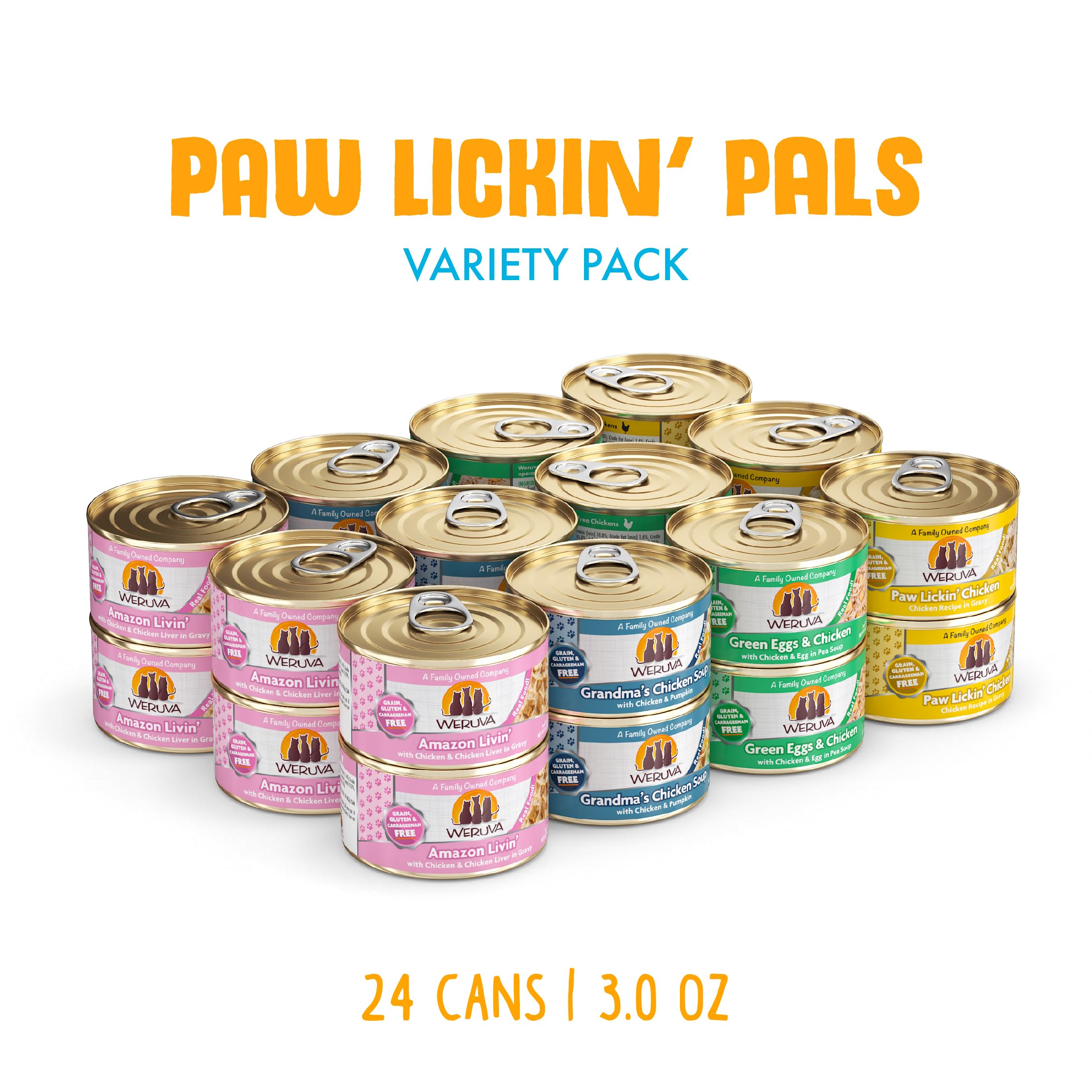 Weruva Classic Cat Food, Variety Pack, Paw Lickin Pals Wet Cat Food, 3oz Cans (Pack of 24)
