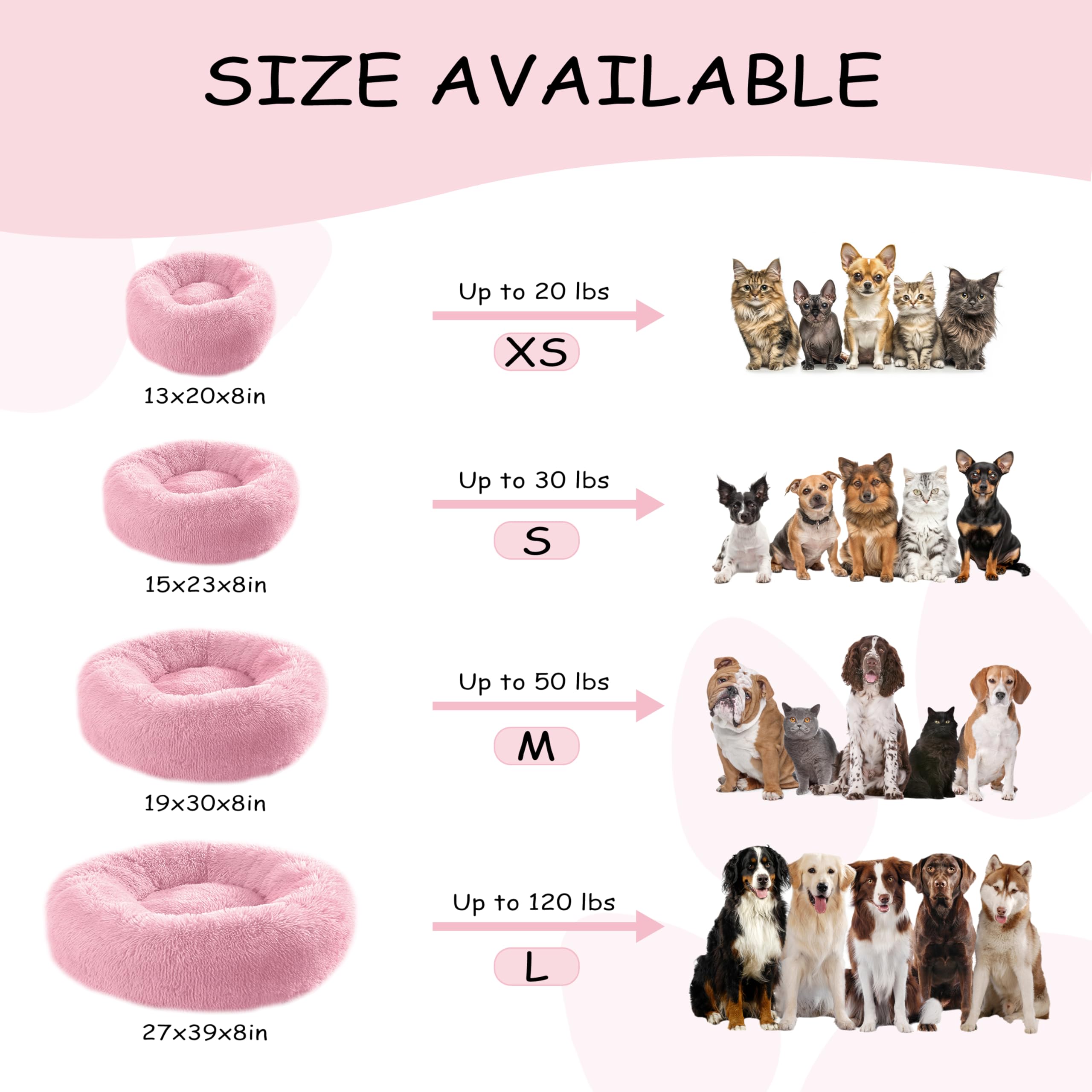 Bunlitent 20'' Inch Calming Dog Bed, Anti-Anxiety Donut Small Dog Bed, Warming Cozy Soft Cute Round Washable, Marshmallow Cuddle