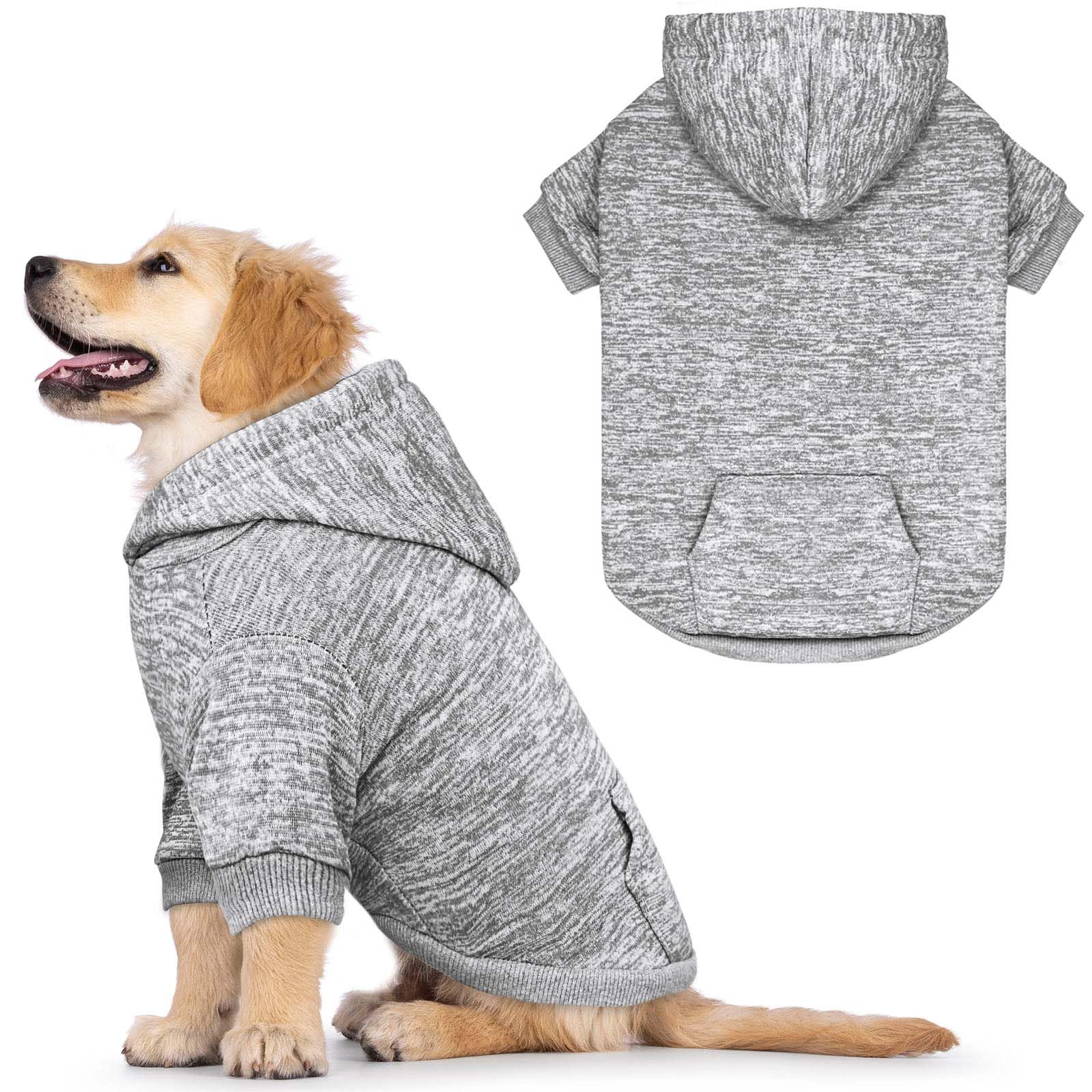 Dog Sweaters For Small Dogs Hoodie Fleece Dog Sweater Soft Clothes Sweatshirt With Pocket Hoodie For Small Dogs Puppy(Grey&S)
