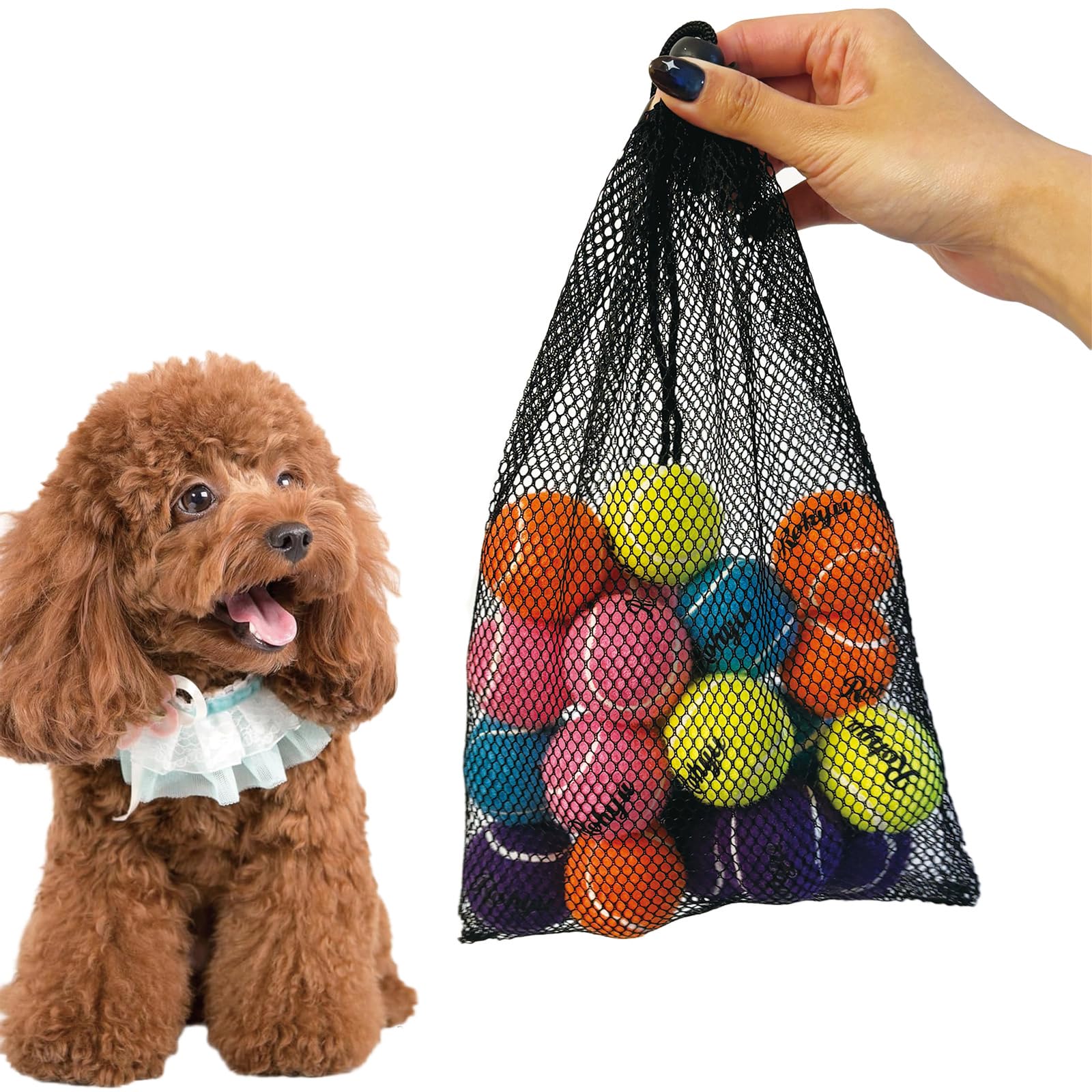 Rohyu Mini Tennis Balls for Dogs, 1.5 X-Small Squeaky Tennis Balls, Dog Toys for Small Puppy, Mixed Colors