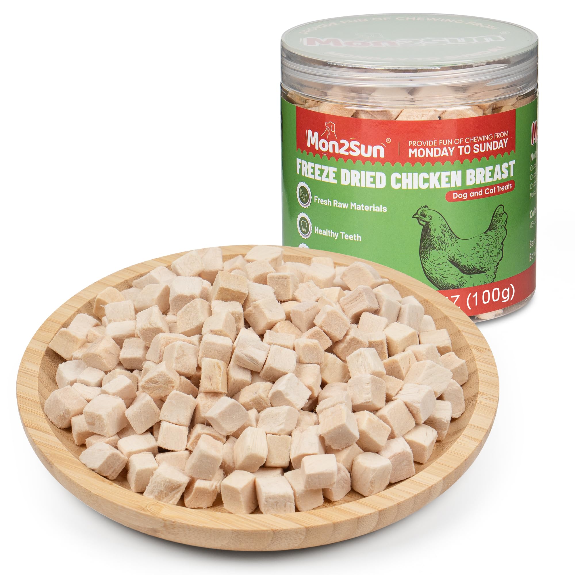 MON2SUN Freeze Dried Chicken Cat and Dog Treats, Single Ingredient Natural and Healthy Dog Snacks, High Protein Training Treats 