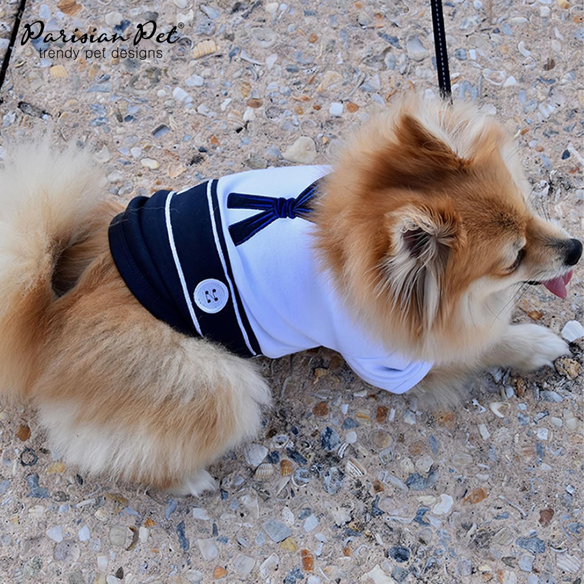 Parisian Pet Dog Shirt - Embroidered Sailor Dog Costume - 100% Cotton And Polyester Pet Clothes - Sleeved Halloween Outfit - Blue And White Dog Costumes For Large Dogs - Halloween Pet Costume - 3Xl