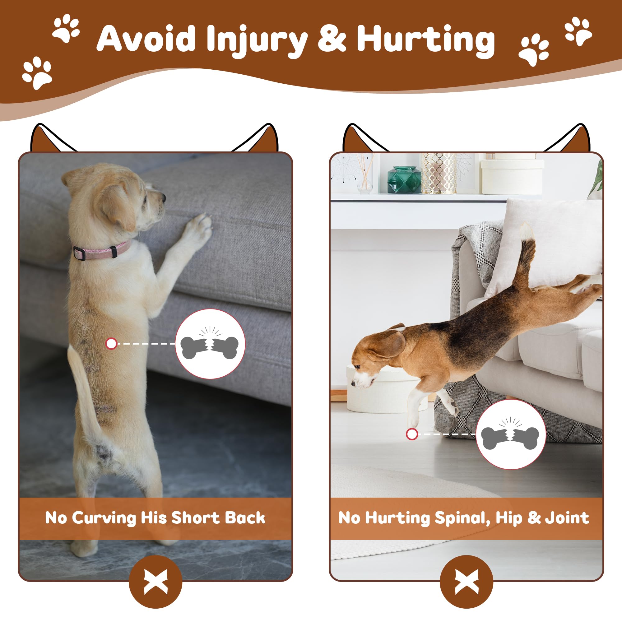 Onelike Wooden Dog Ramp For Bed With Removable Side Rail And Non-Slip Carpet, Stable Pet Ramp Stair For Couch Sofa For Small & L