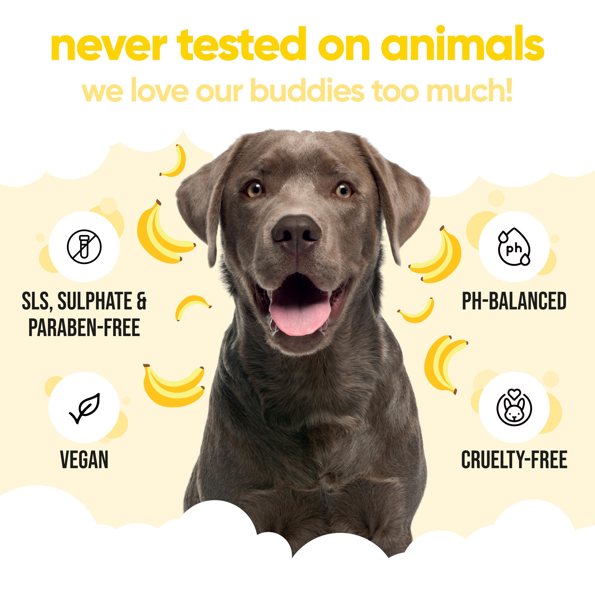 Buddycare Banana Dog Shampoo | Deep Cleansing with Aloe Vera & Pro Vitamin B5 | 16.9oz | Banana Scented