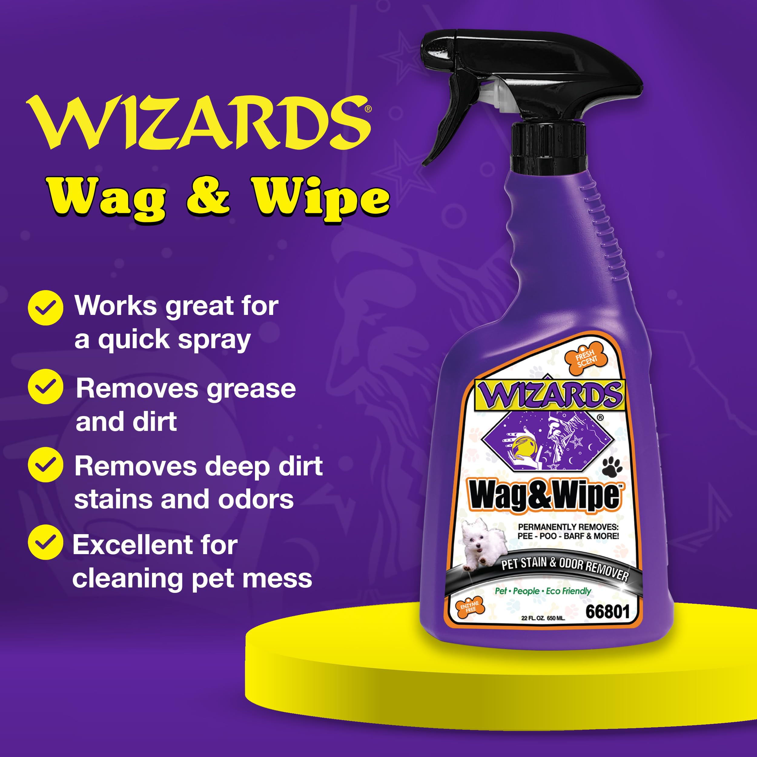 Wag & Wipe Pet Stain Remover - Easy To Use Pet Cleaner - Effectively Removes Floor Stain - No Enzyme Stain Remover - Cat And Dog Cleaning Products - 24 Oz