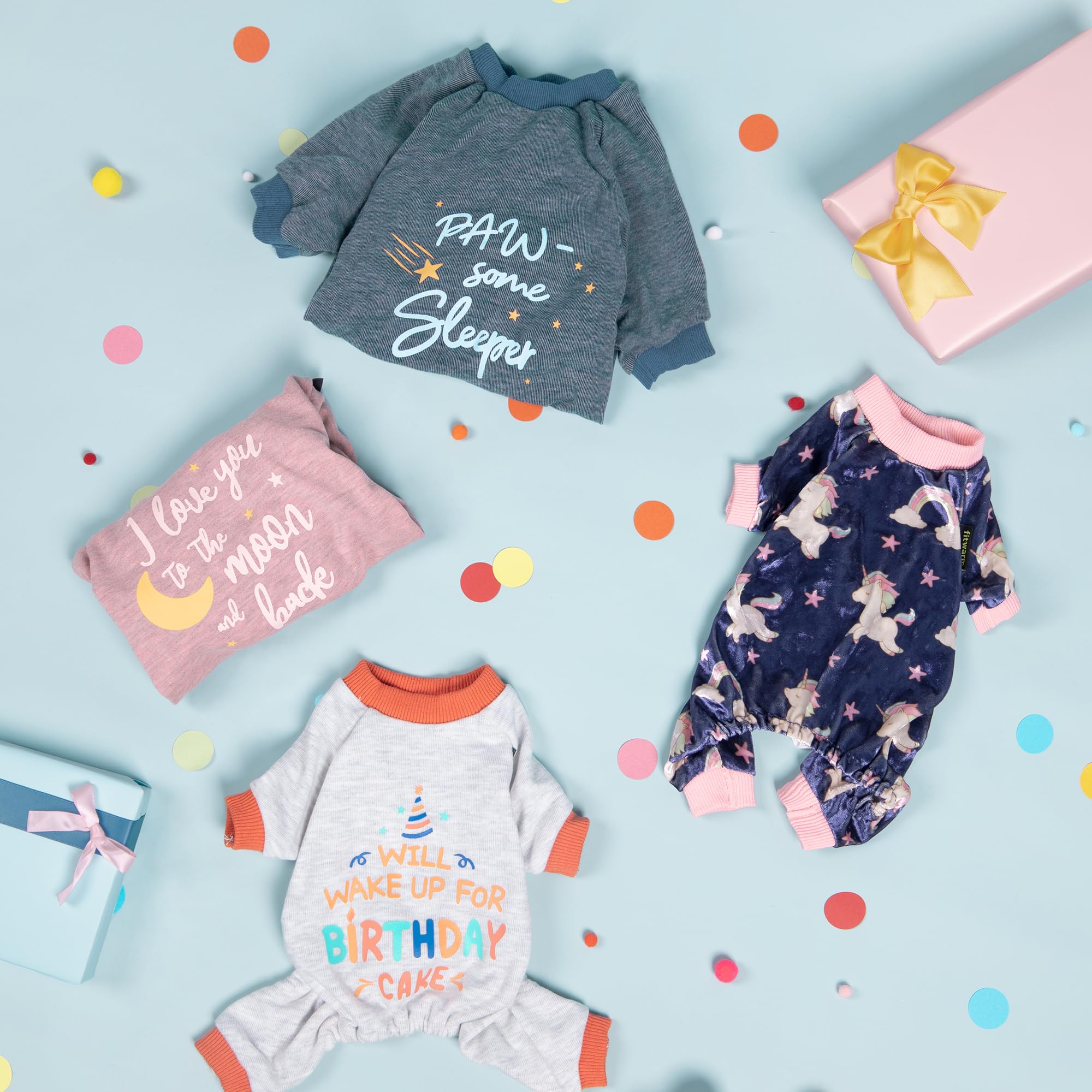 Fitwarm I Love You To The Moon And Back Dog Pajamas, Dog Clothes For Small Dogs Girl, Pet Onesie, Cat Outfit, Mid-Weight Velvet,