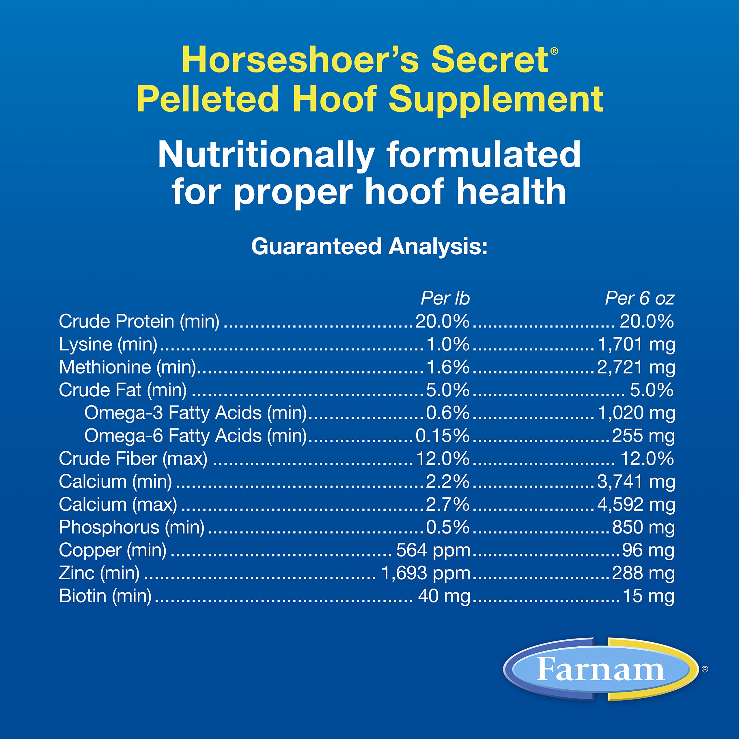 Farnam Horseshoers Secret Pelleted Hoof Supplements, Promotes healthy hoof growth, maintains hoof walls & supports cracked hoov