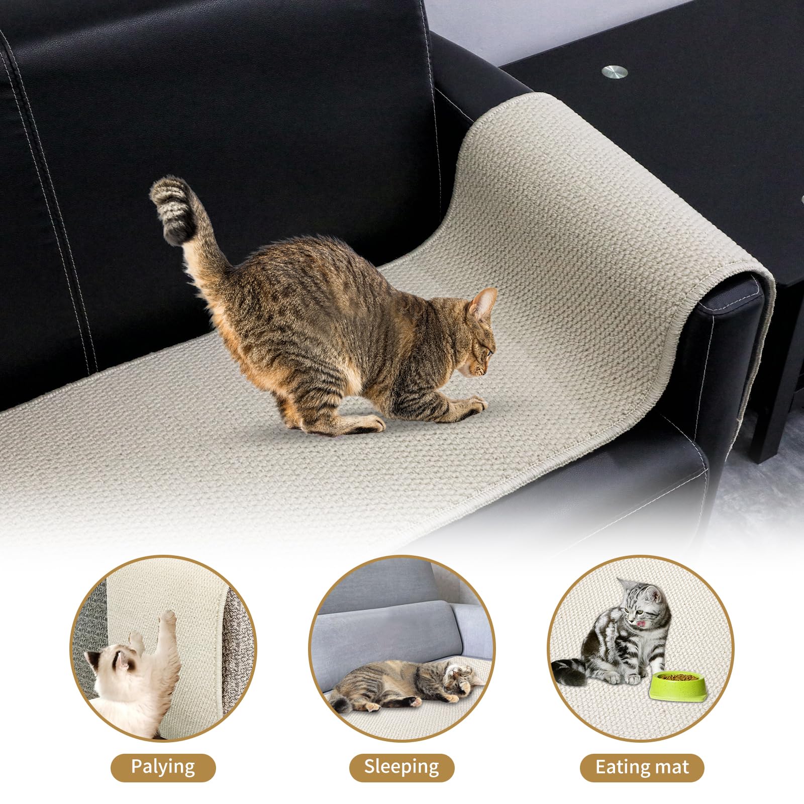 71'' X 15.8'' Thickened Cat Wall Climbing Carpet, Extra Large Cat Wall Scratcher Mat Imitation Sisal Wall Mounted Cat Scratcher