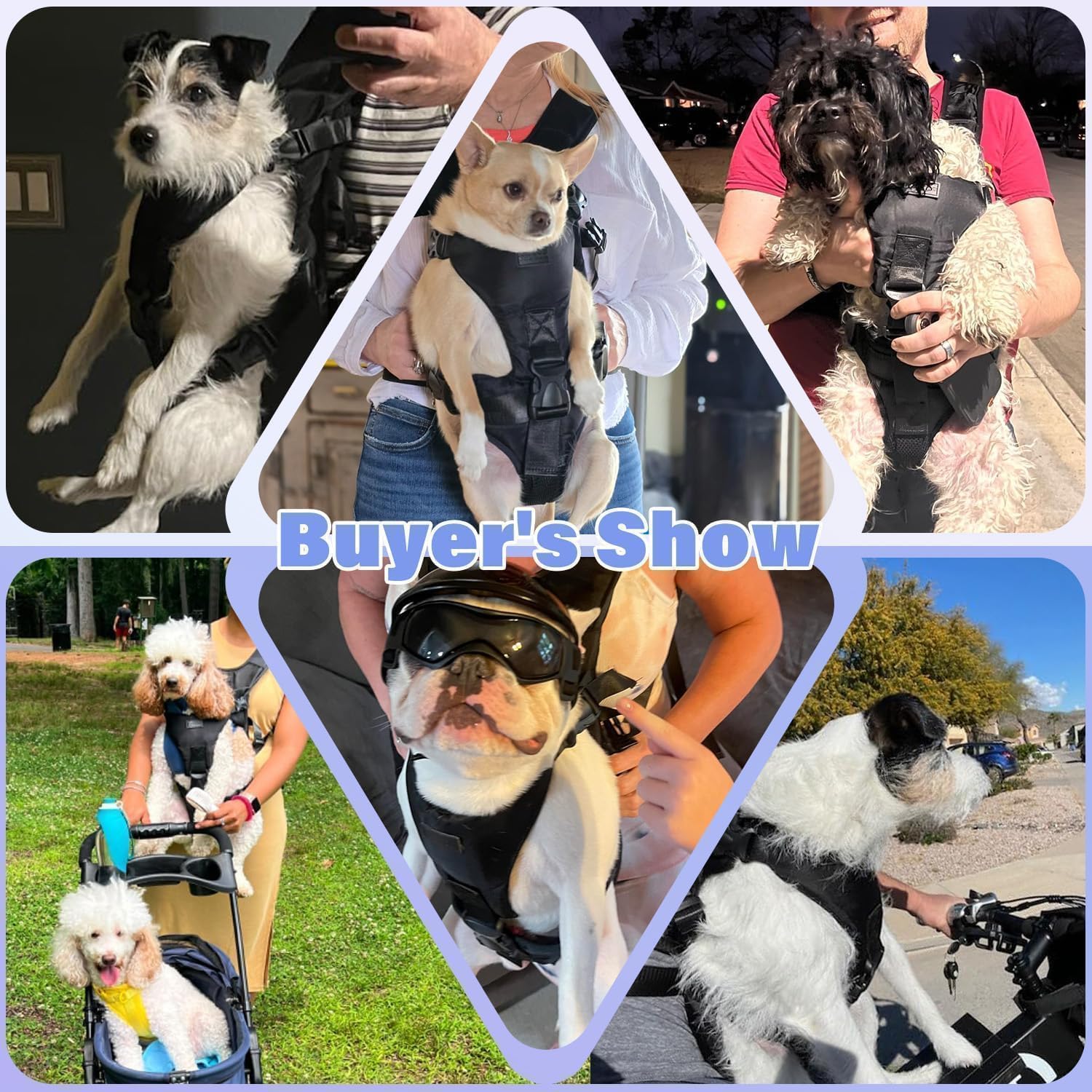 Yudodo 6-18Lbs Pet Dog Front Carrier Backpacks Multiple Adjustable Small Dog Chest Carrier Legs Out Easy-Fit Puppy Travel Backpa