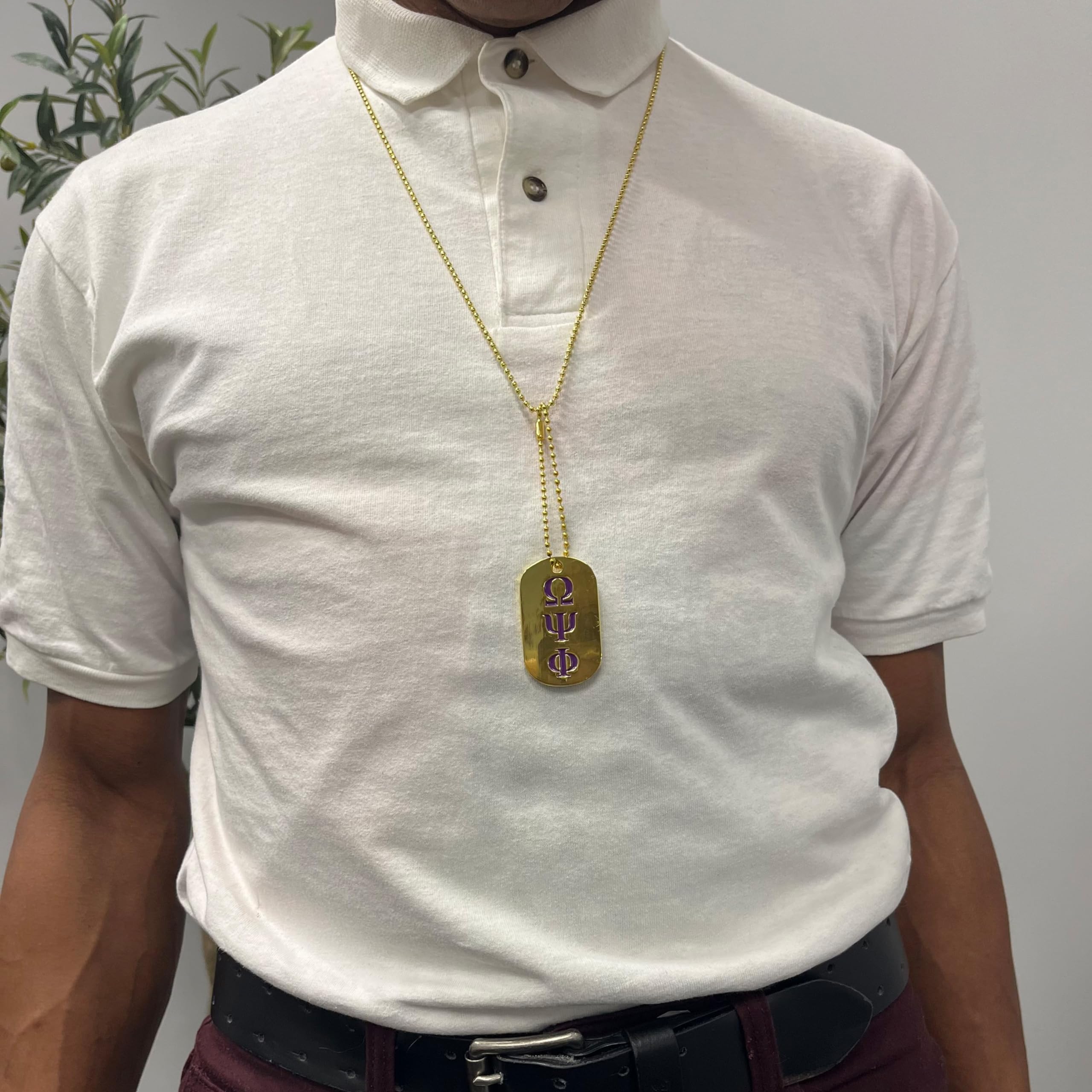 Desert Cactus Omega Psi Phi Necklace Fraternity Dog Tag Greek Opp Omega Man D9 Divine 9 (Style A - Crest & Letter)
