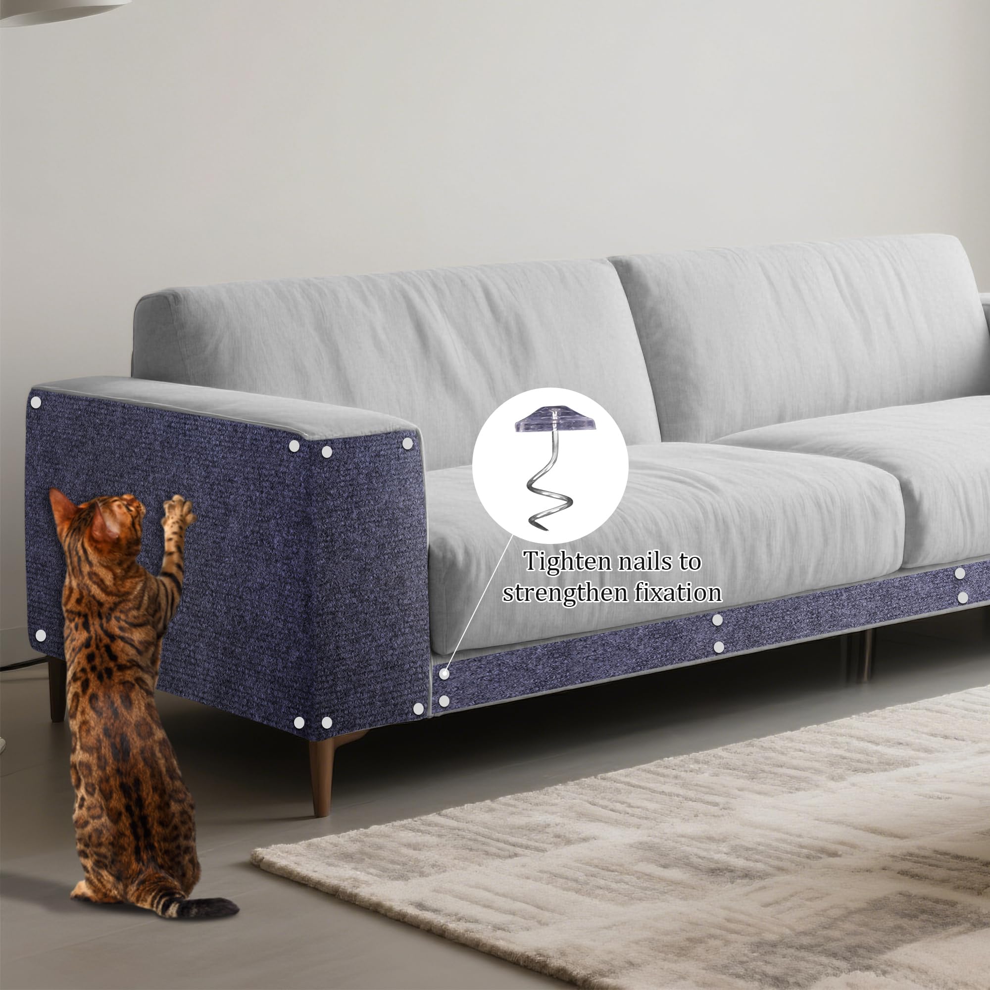 Cat Scratch Mat Self-Adhesive Trimmable Couch Furniture Protector Anti-Scratch Cover Diy Climb Cat Scratcher For Wall Protector,