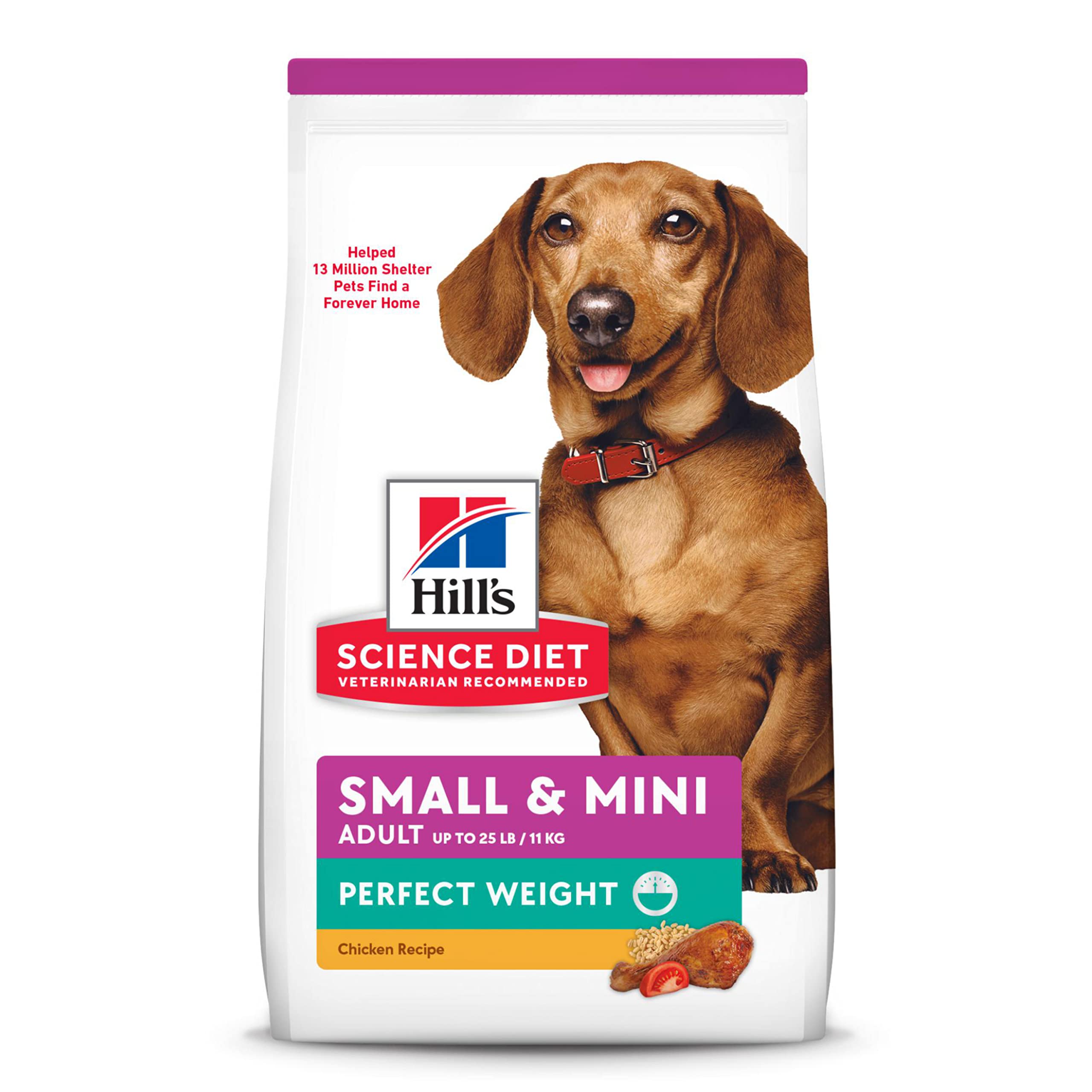 Hills Science Diet Perfect Weight, Adult 1-6, Small & Mini Breeds Weight Management Support, Dry Dog Food, Chicken Recipe, 12.5