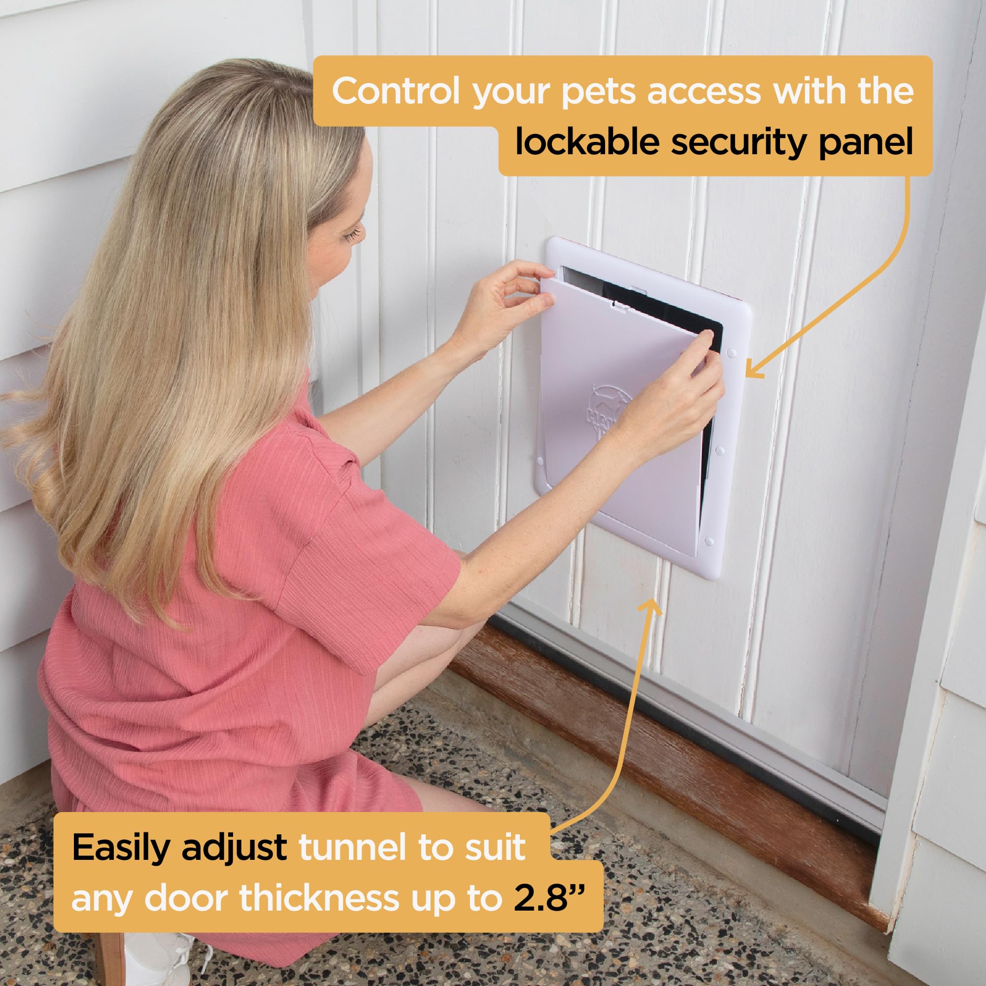 Hakuna Pets Essential Pet Door For Screens, Doors And Walls Up To 2.17'' Thick, For Dogs And Cats Up To 11 Lbs, Small, White