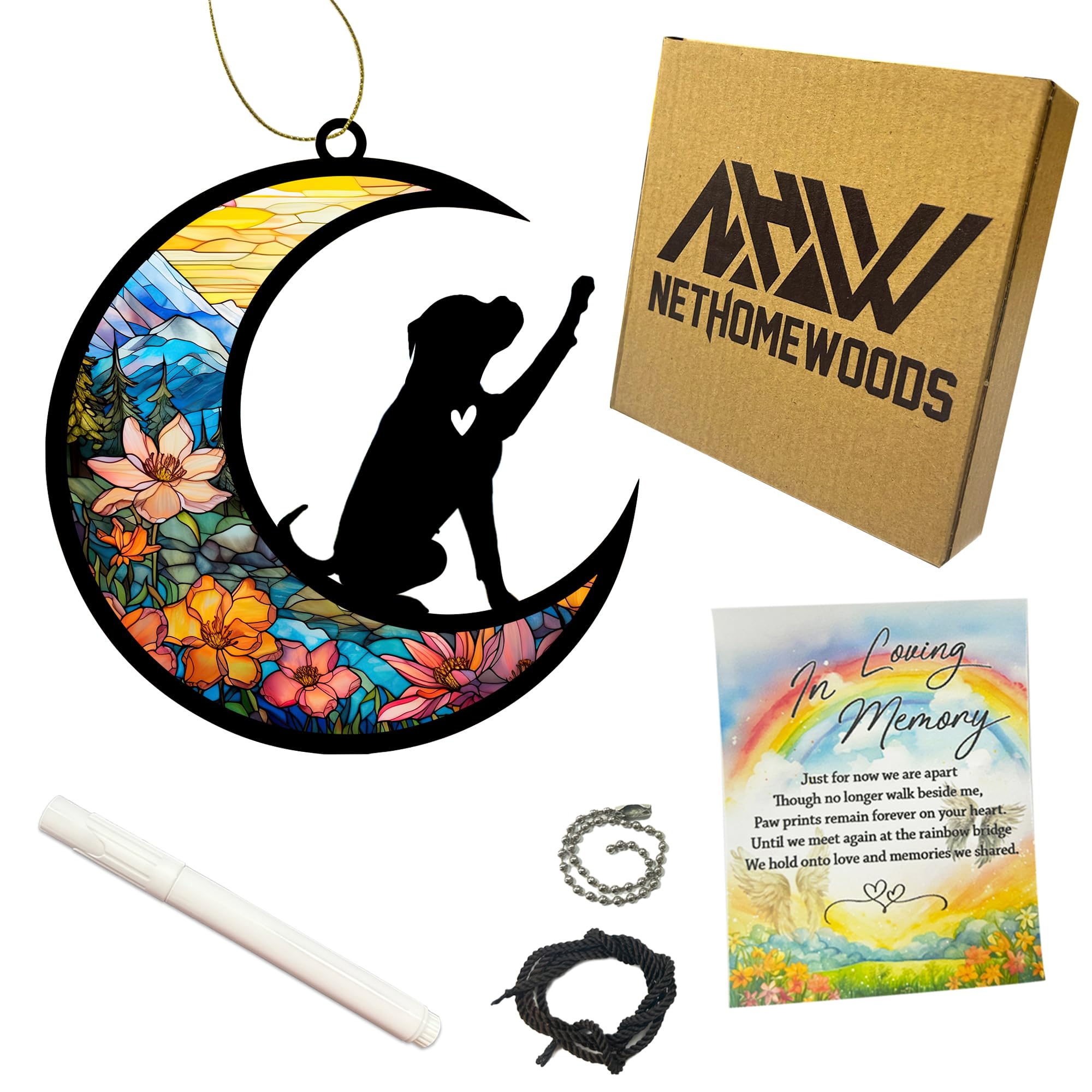 Nethomewoods Boxer Memorial Suncatcher, Personalized Dog Loss Gift With Name & Date, Rainbow Bridge Remembrance For Dog Lover, S