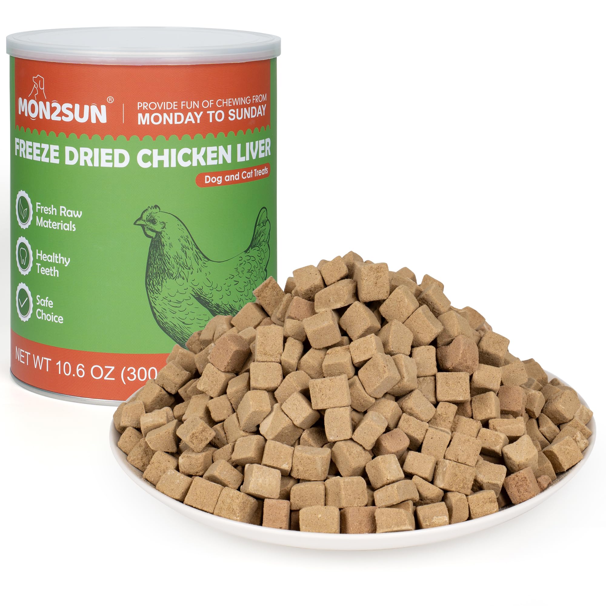 MON2SUN Freeze Dried Chicken Liver Cat and Dog Treats, Single Ingredient Natural and Healthy Dog Snacks, High Protein Training T
