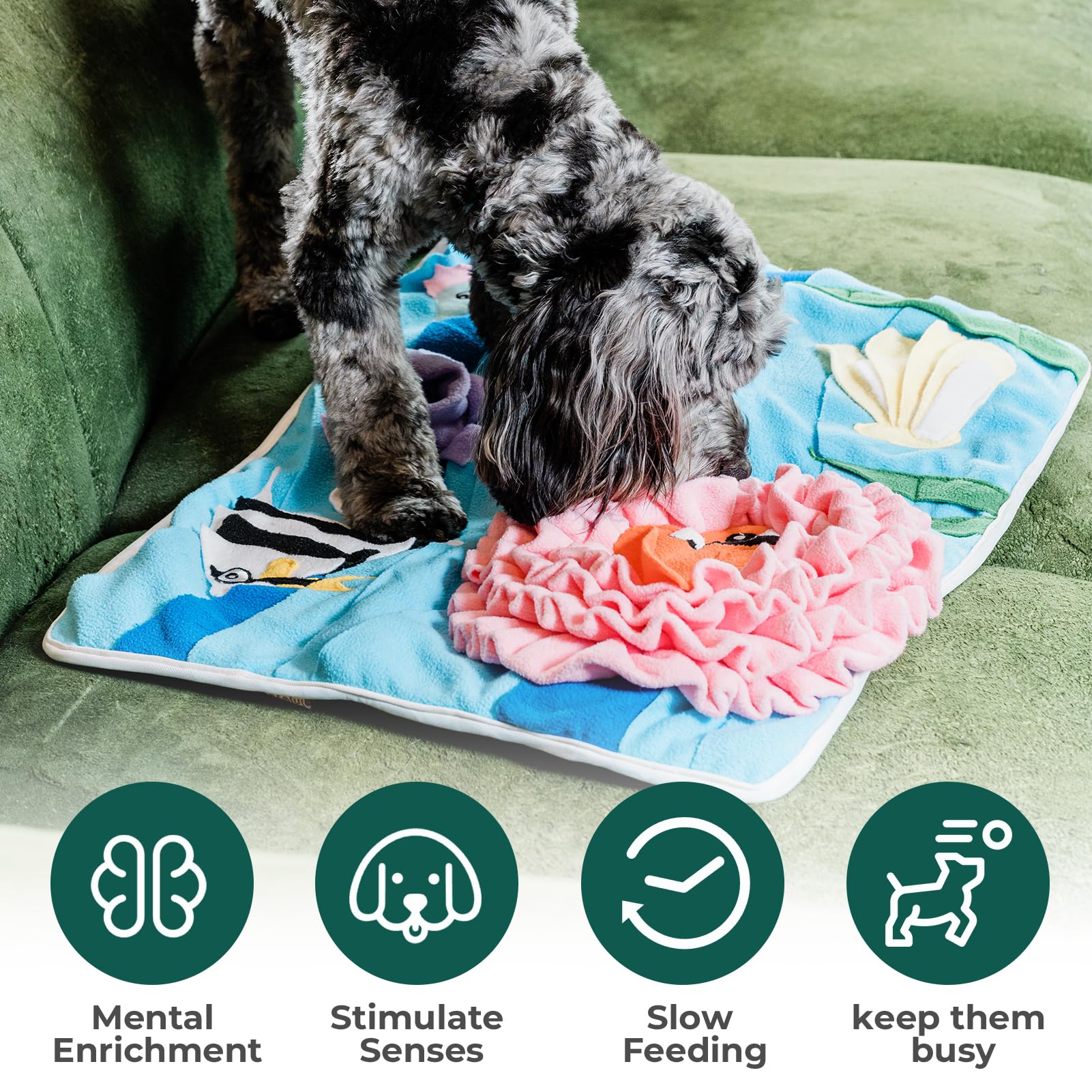 Snuffle Mat For Dogs Under The Sea, Large Dog Snuffle Mat 21    X 18.5   , Dog Enrichment Toy Slow Feeder, Puppy Toys To Keep Th