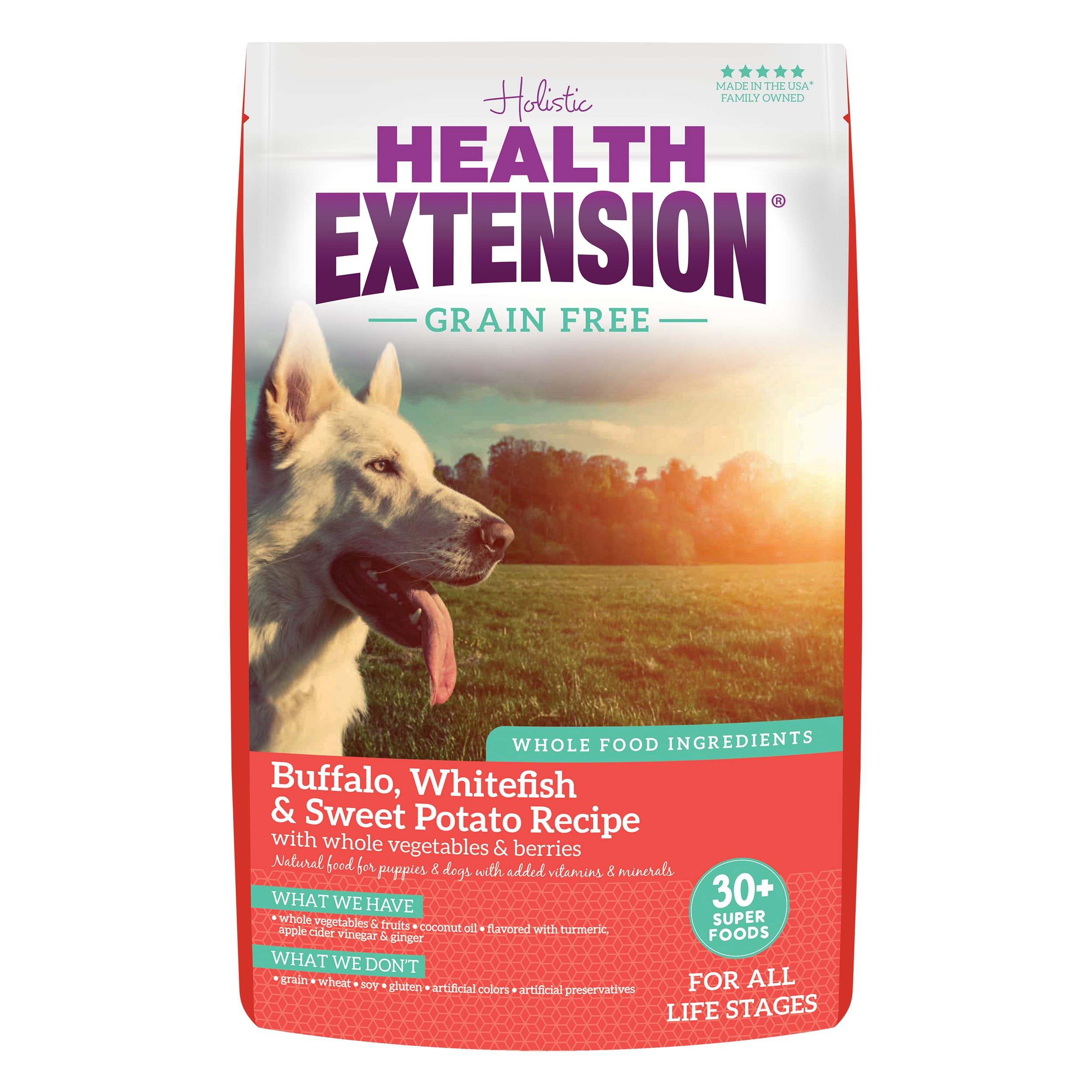 Health Extension Grain Free Buffalo & Whitefish Dry Dog Food (23.5 lb / 10.43 kg) - Whole Foods Ingredients Formula with Omega 3