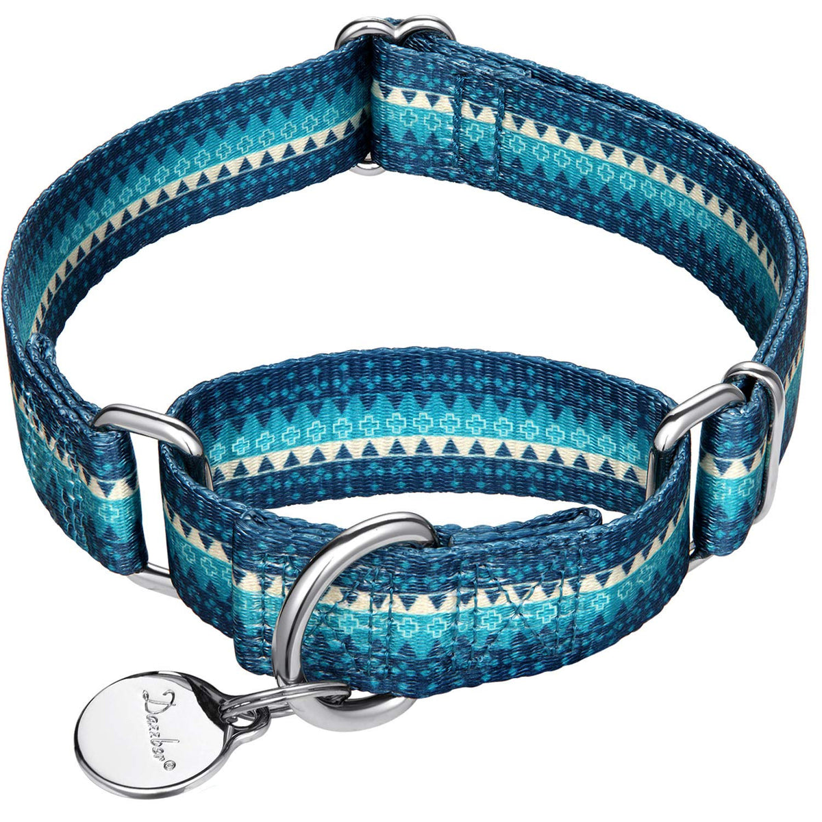 Dazzber Martingale Collar Dog Collar No Pull Pet Collar Heavy Duty Dog Martingale Collars Silky Soft With Unique Geometric Pattern For Medium And Large Dogs (Large, Turquoise)