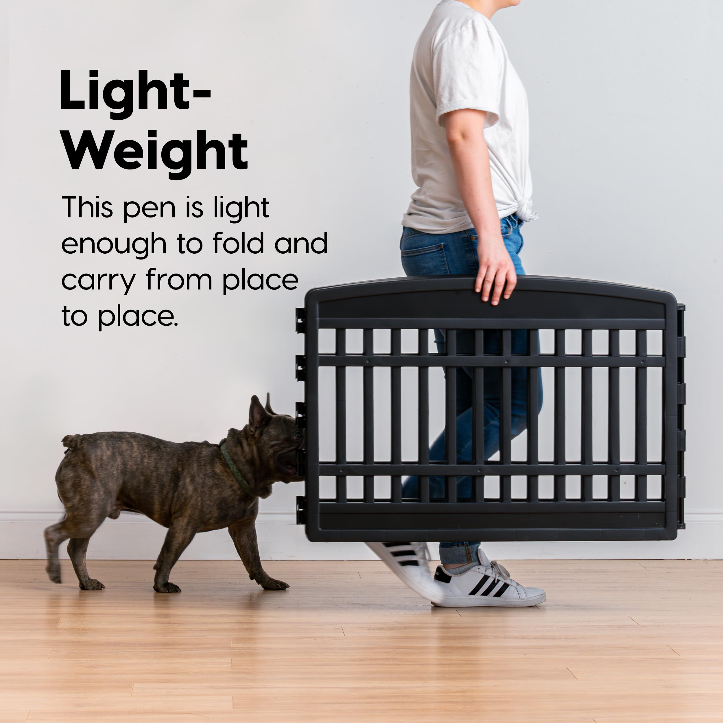 IRIS USA 24 6-Panel Dog Playpen with Door, 61 x 61 x 24, Puppy Playpen, Dog Play Pen Indoors, Pet Fence, Puppies/Small Dogs, Bla