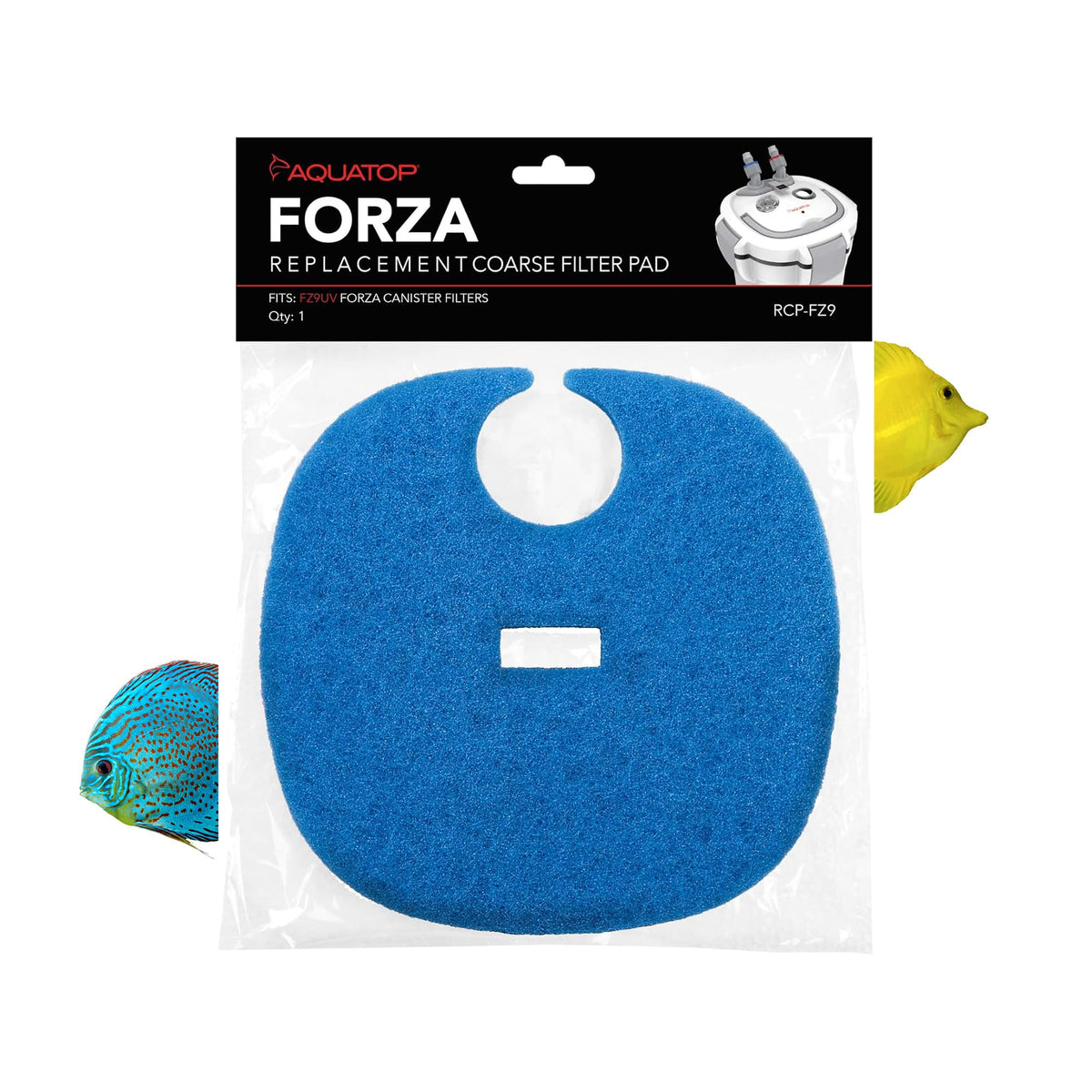 AquaTop Coarse Blue Filter Sponge with Bag & Header - Fits FZ9 Canister Filter - Traps Large Waste for Cleaner Water - Ideal for