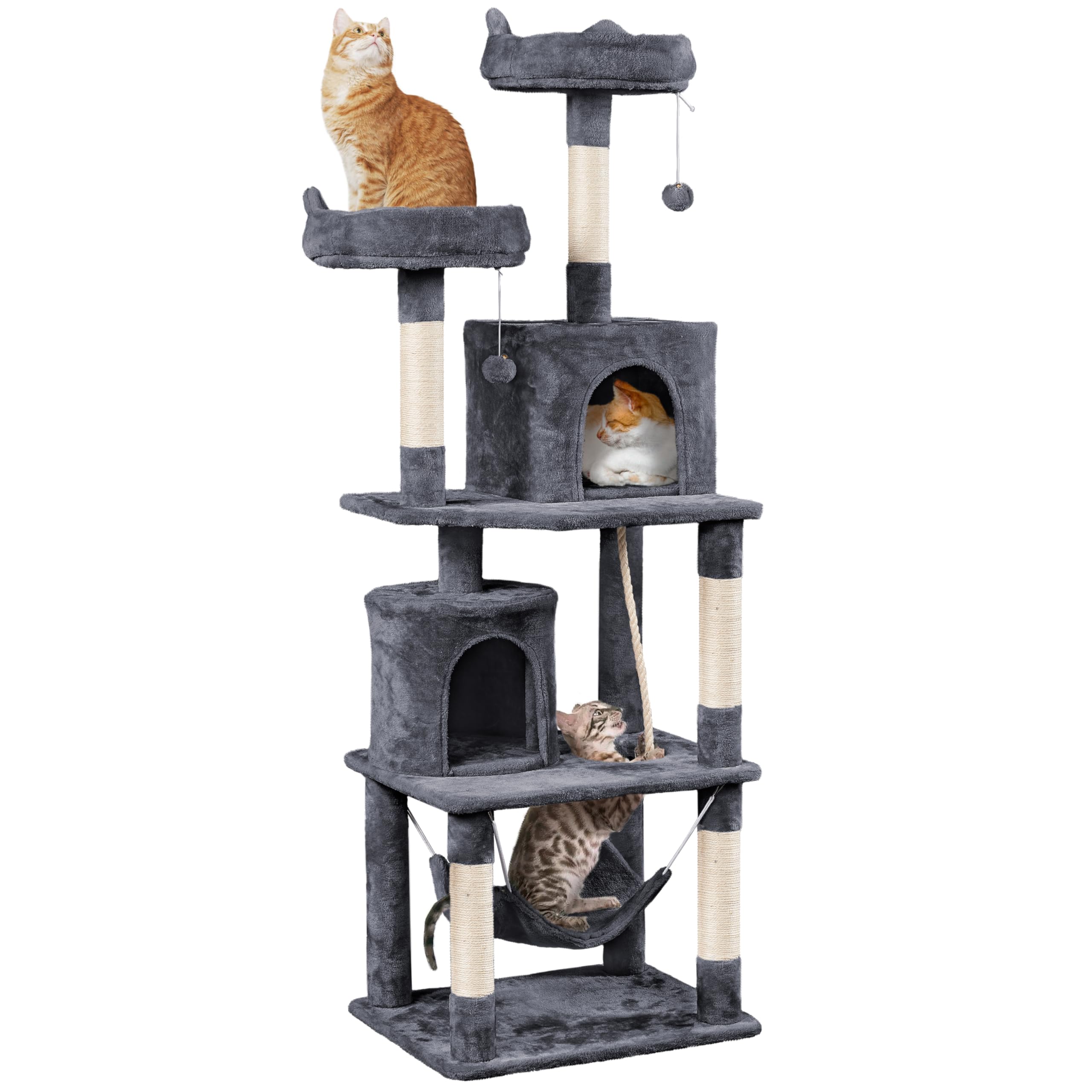 Yaheetech 70.5' H Cat Tower, Multi Level Cat Tree Kitten Condo With 2 Condos & 2 Foam-Padded Perches & Scratching Post & Fur Ball For Medium/Large Cats