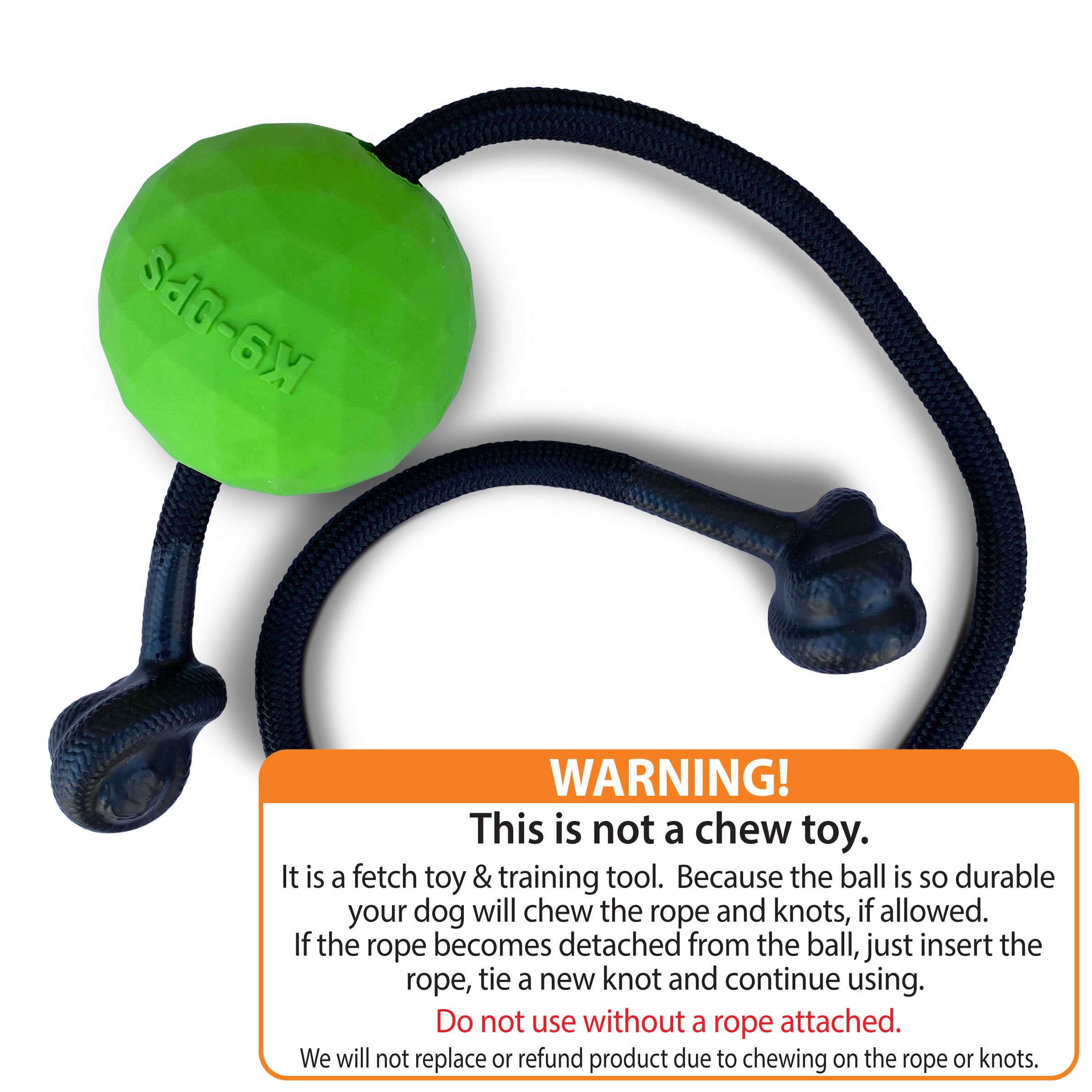 K9 Ops Dog Ball On A Rope Moki Tug Toy - Solid Rubber Fetch Training Reward - Large Dogs Durable Indestructible Chewers Pitbull