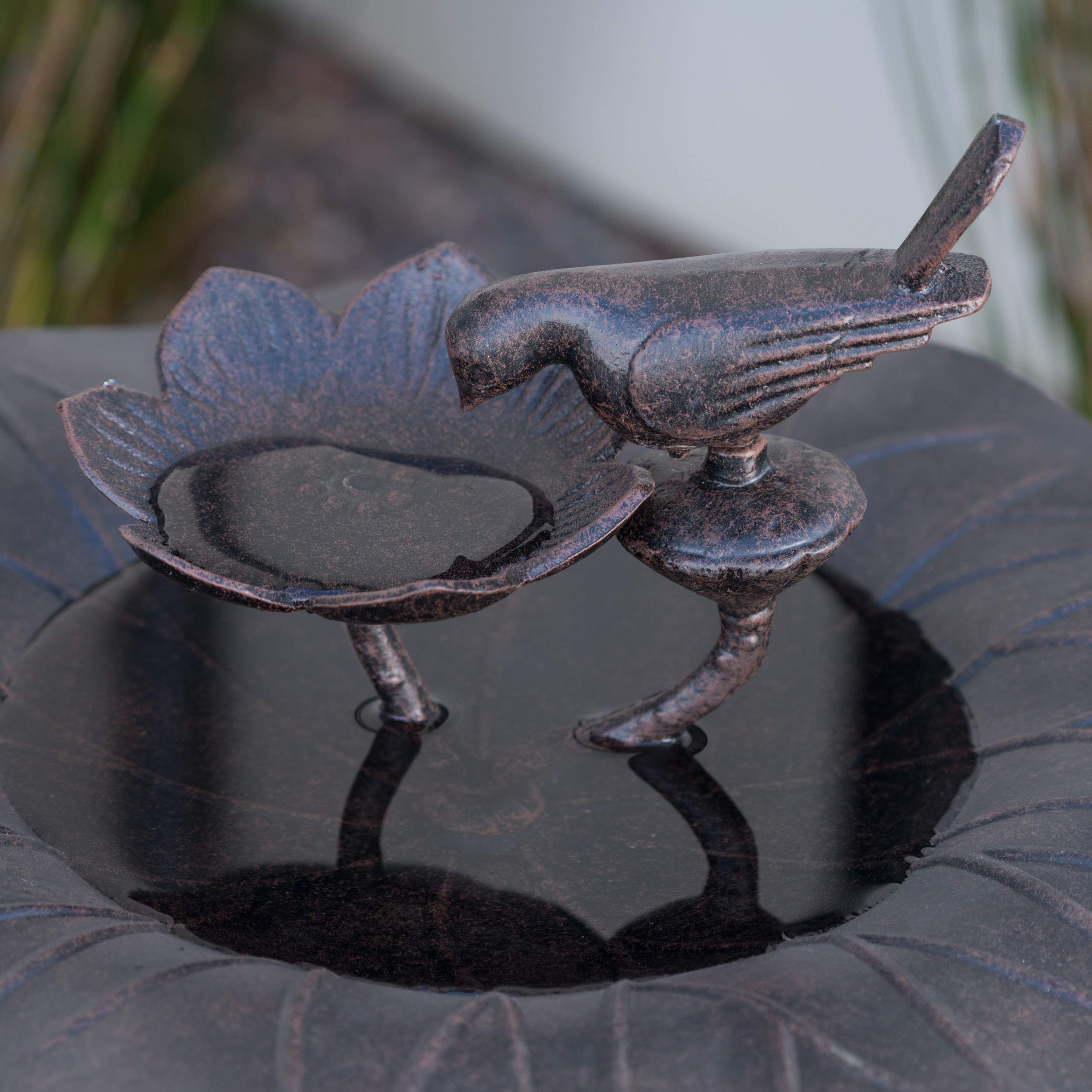 Christopher Knight Home Lancaster Outdoor Aluminum Top Bird Bath With Iron Base, Bronze