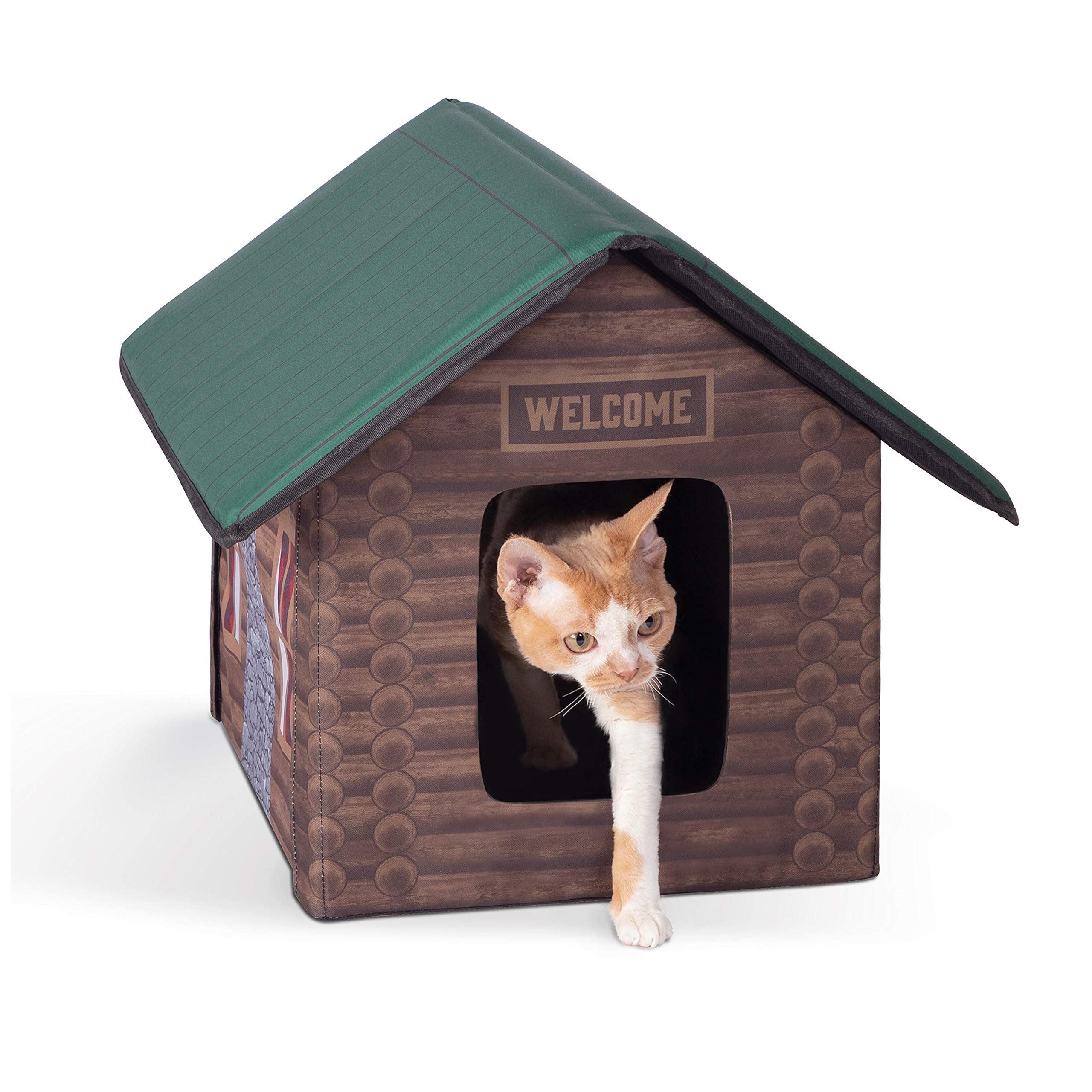 K&H Pet Products Outdoor Kitty House Cat Shelter (Unheated) Log Cabin Design 19 X 22 X 17 Inches